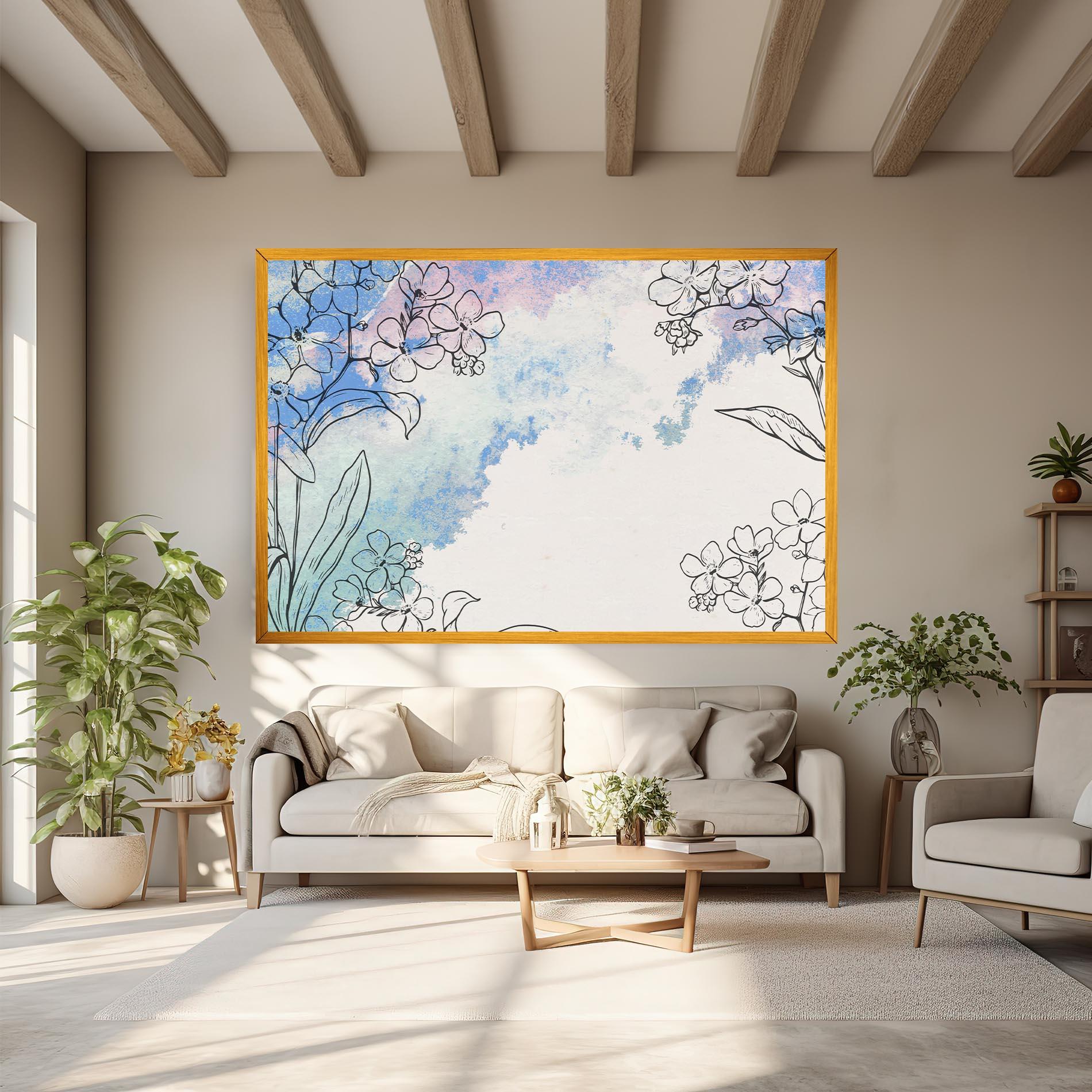 Tablou Canvas Blue Watercolor Flower mockup 6