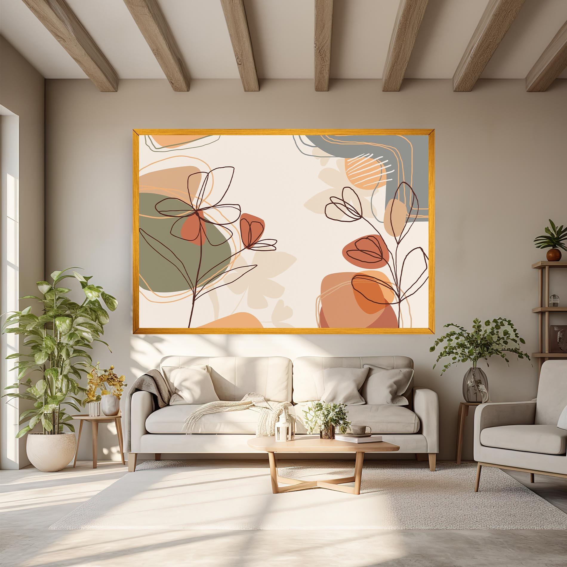 Tablou Canvas Brown Line Plants mockup 6