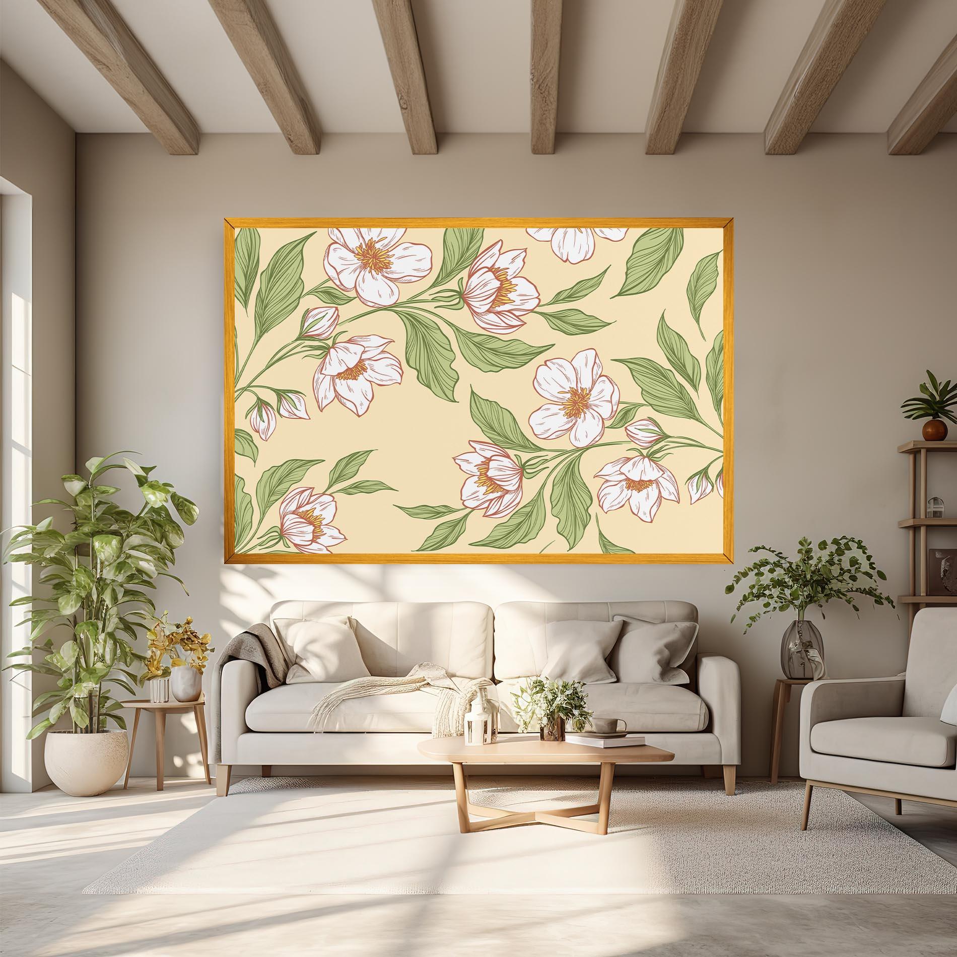 Tablou Canvas Cream Flower White mockup 6