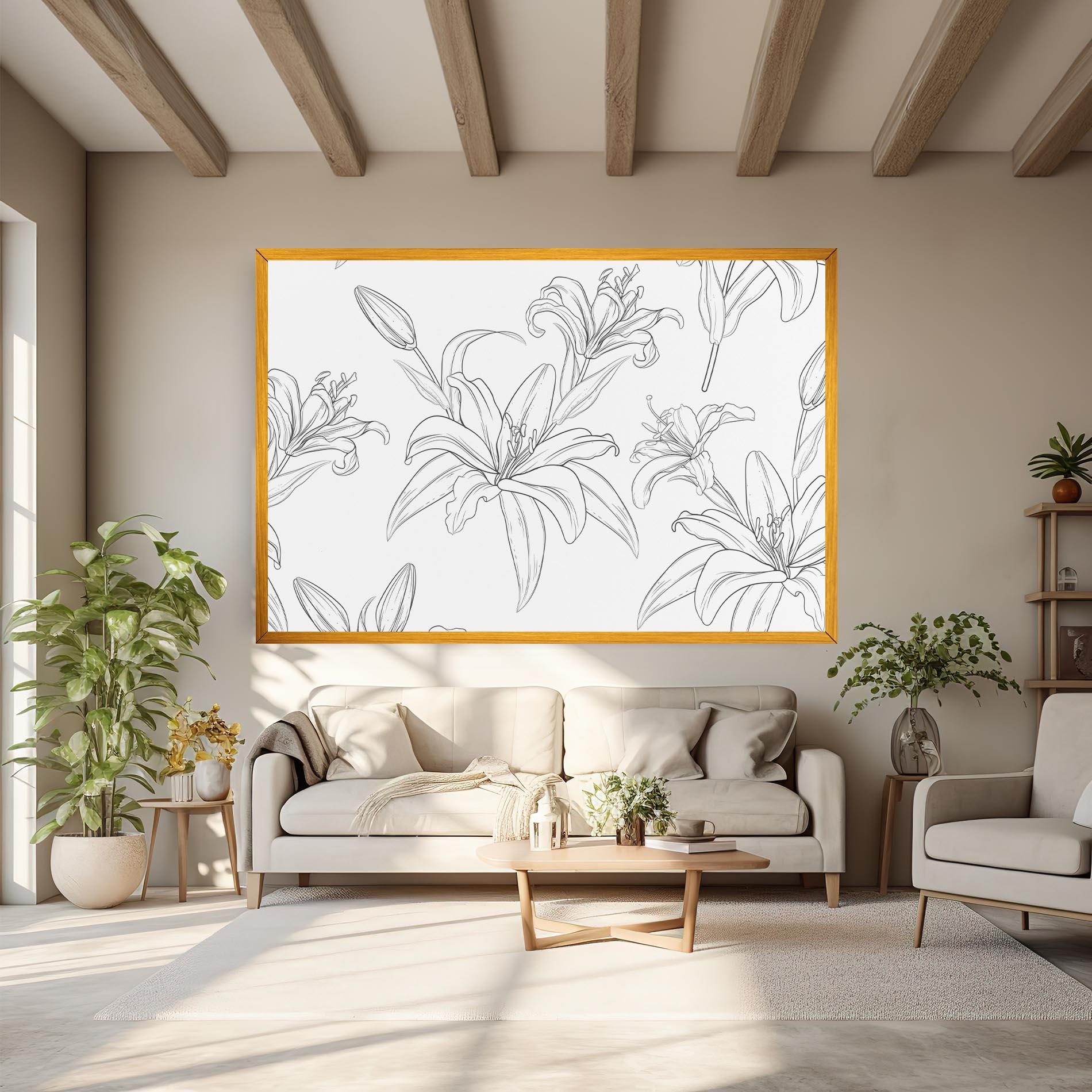 Tablou Canvas Grey Line Flower mockup 6