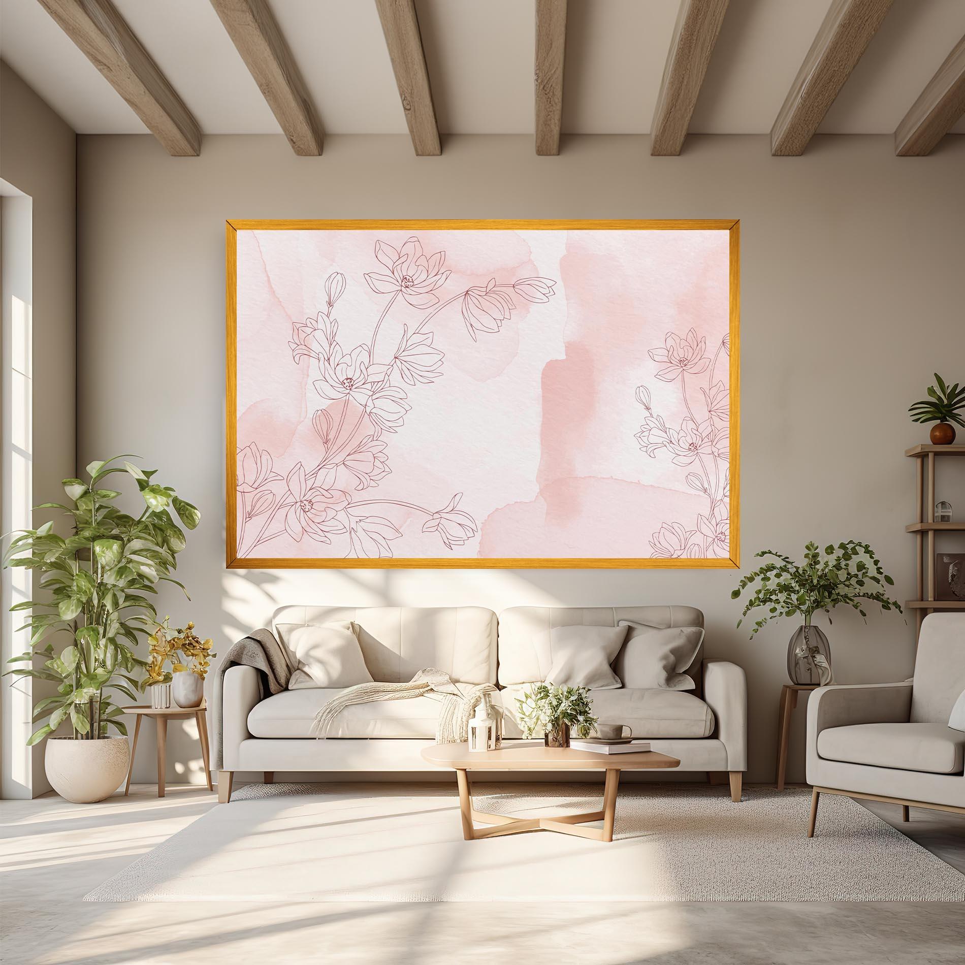 Tablou Canvas Pink Flower Line mockup 6