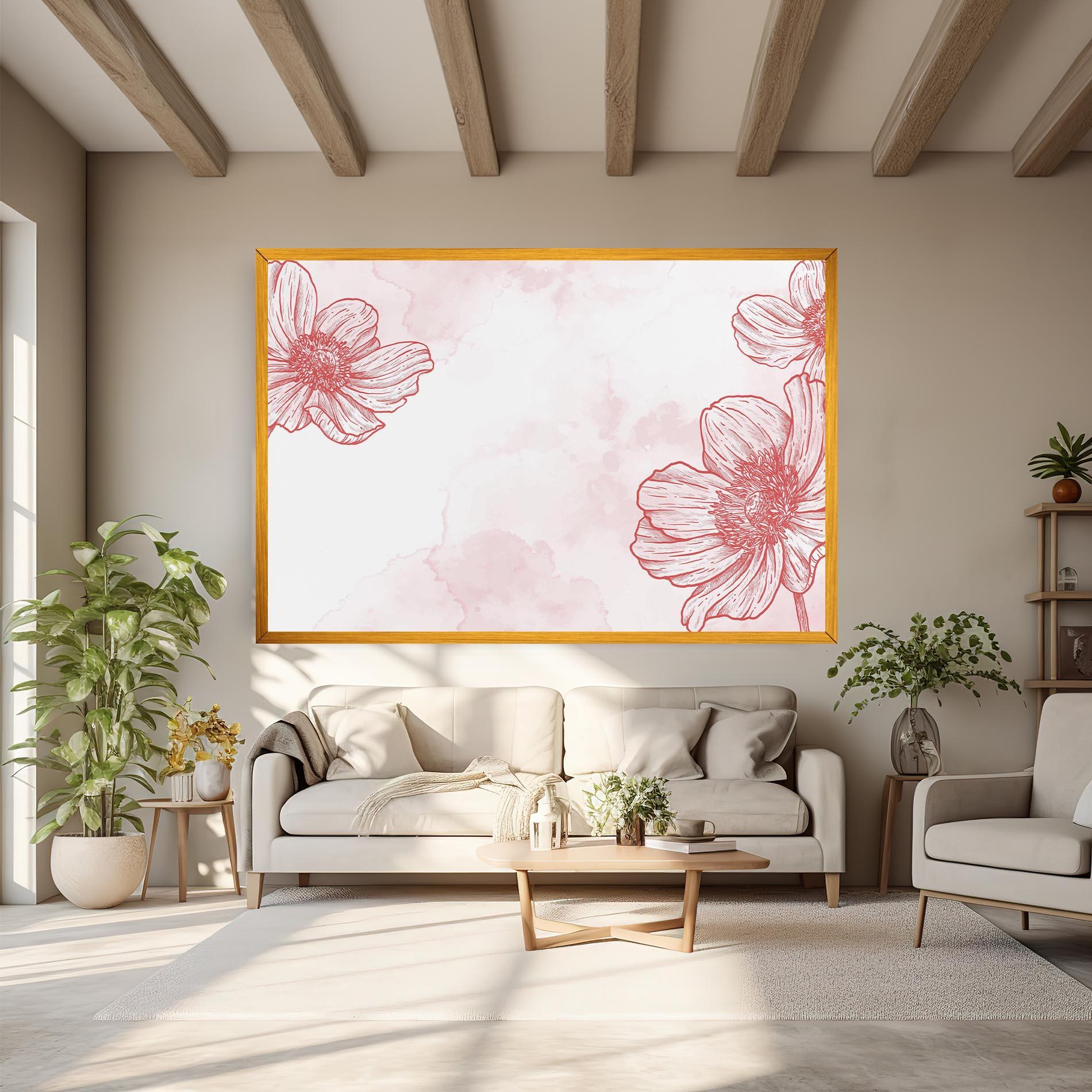 Tablou Canvas Red Flower Line mockup 6