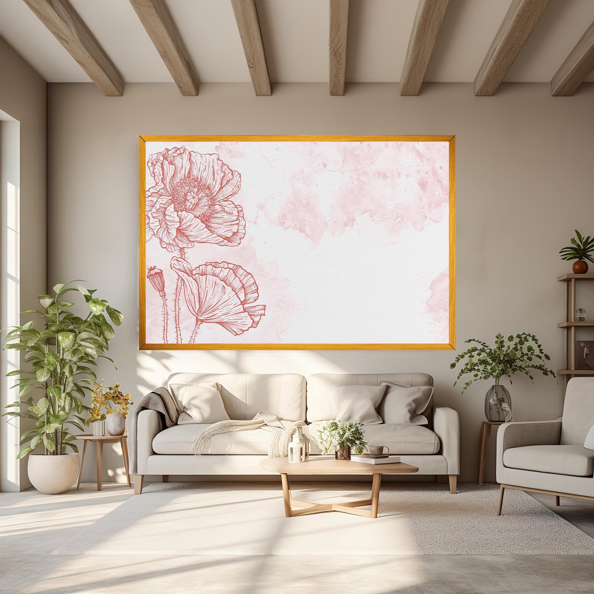 Tablou Canvas Red Poppy Line mockup 6