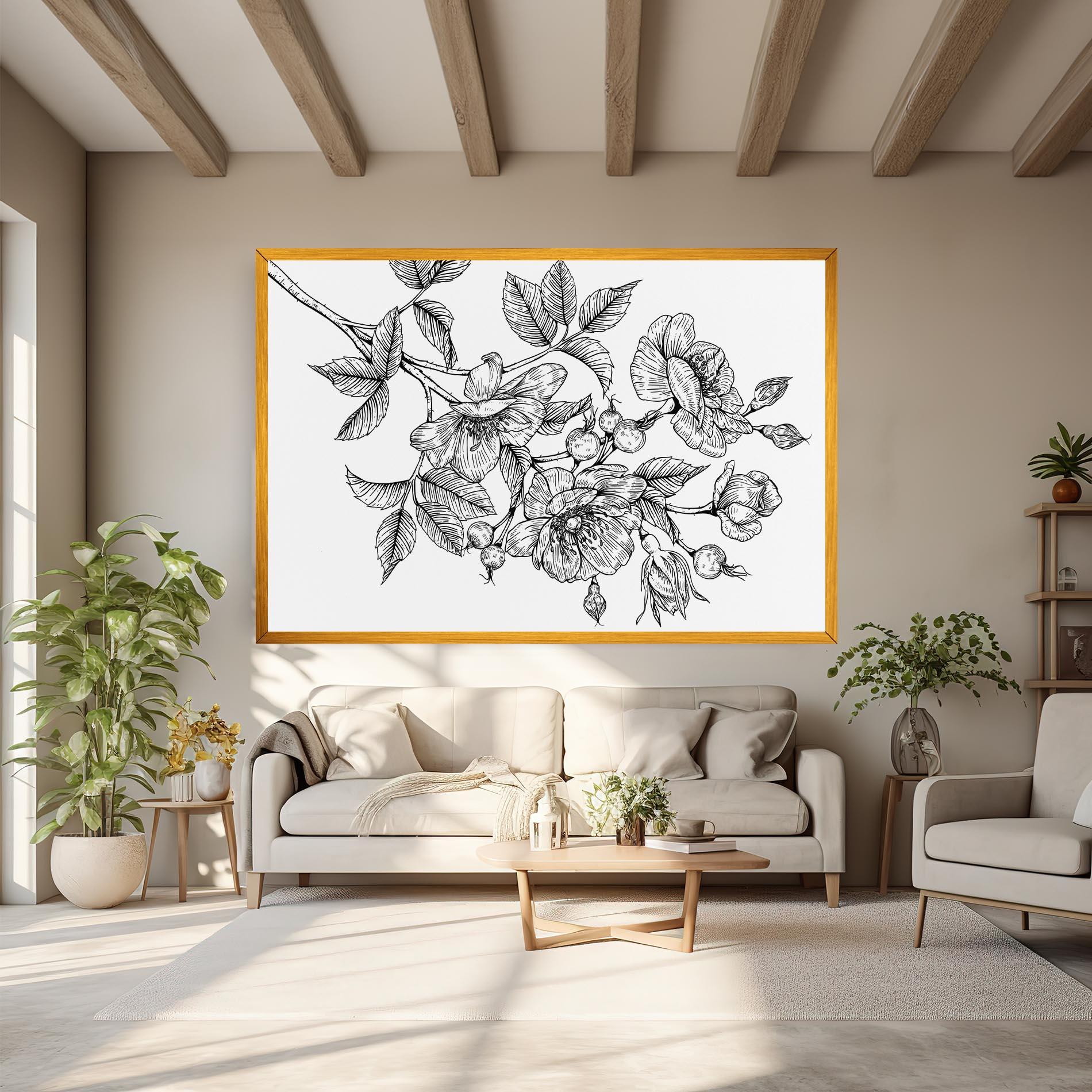 Tablou Canvas Rose Black Line mockup 6