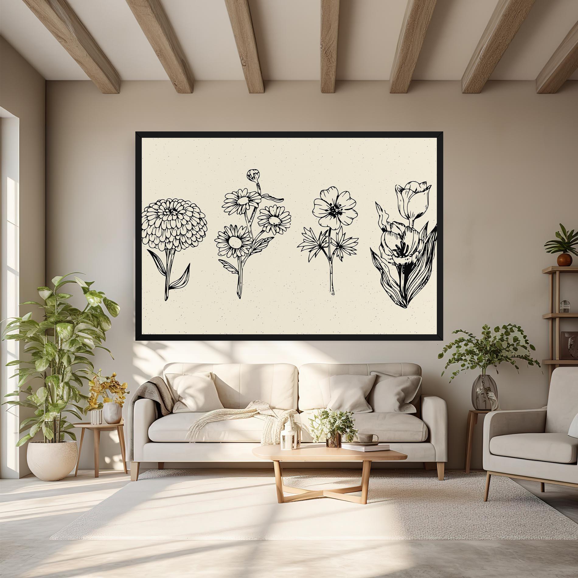 Tablou Canvas Black Line Cream mockup 6