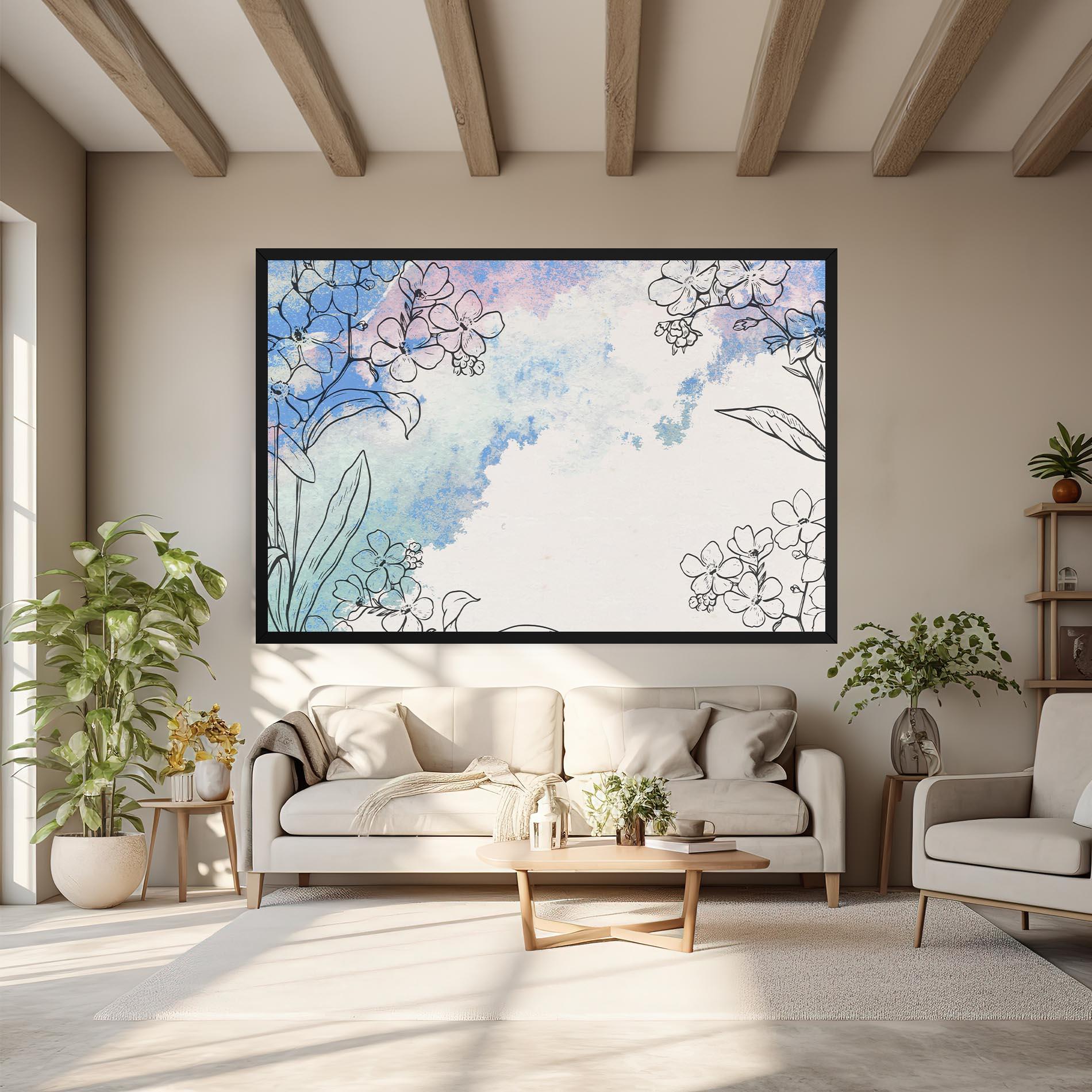 Tablou Canvas Blue Watercolor Flower mockup 6