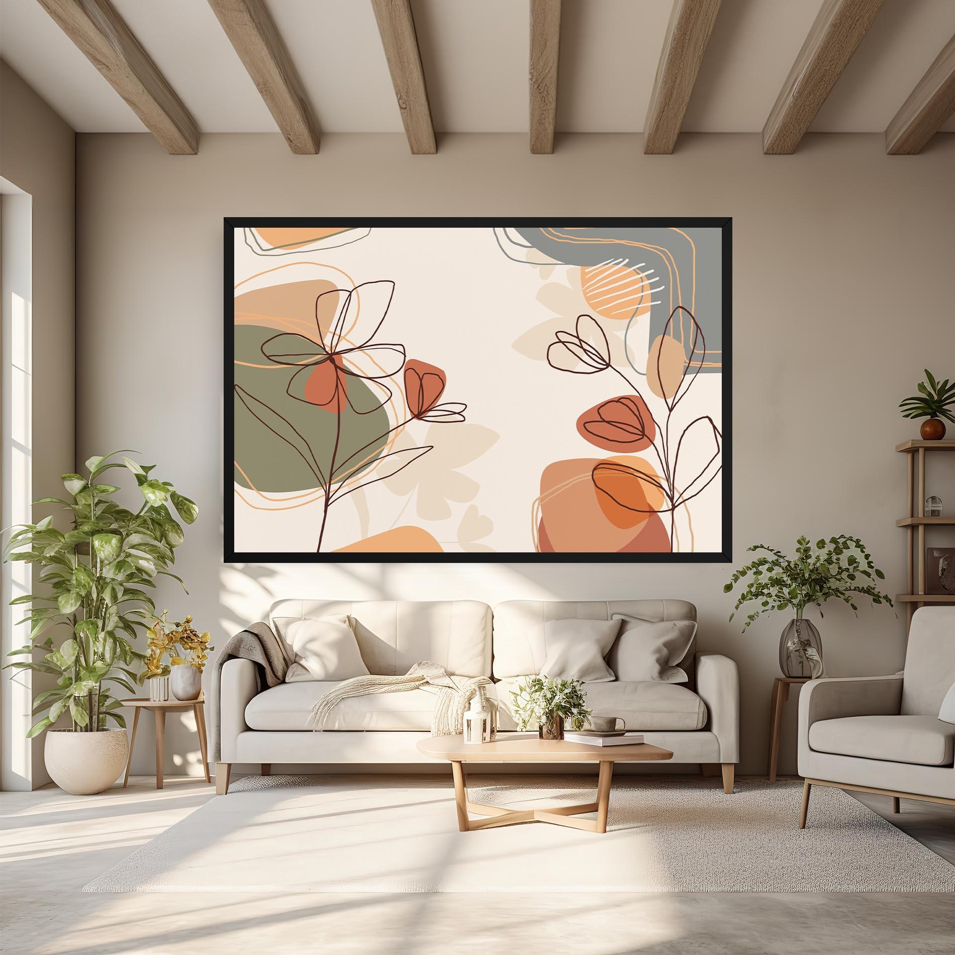 Tablou Canvas Brown Line Plants mockup 6