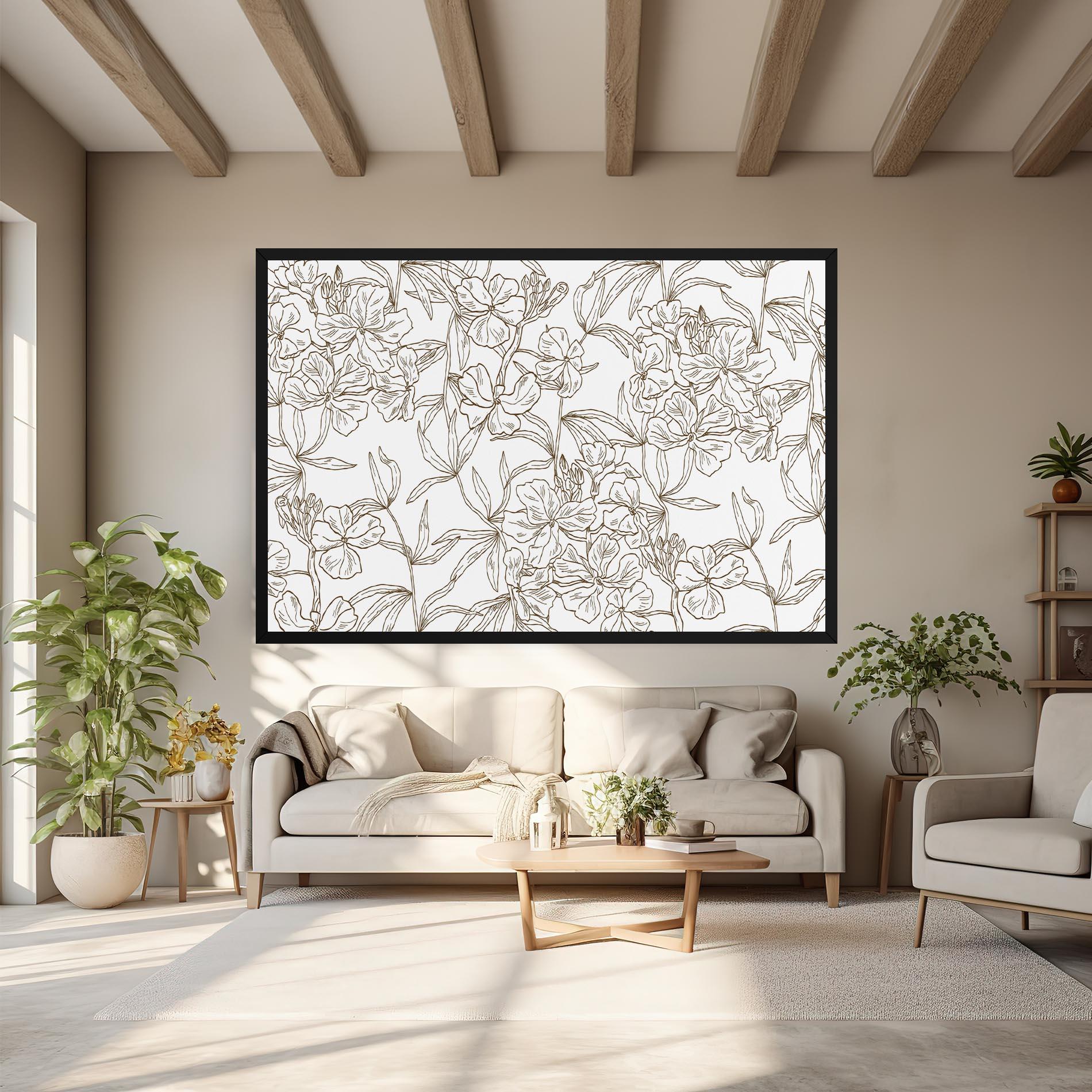 Tablou Canvas Flower Brown Line mockup 6