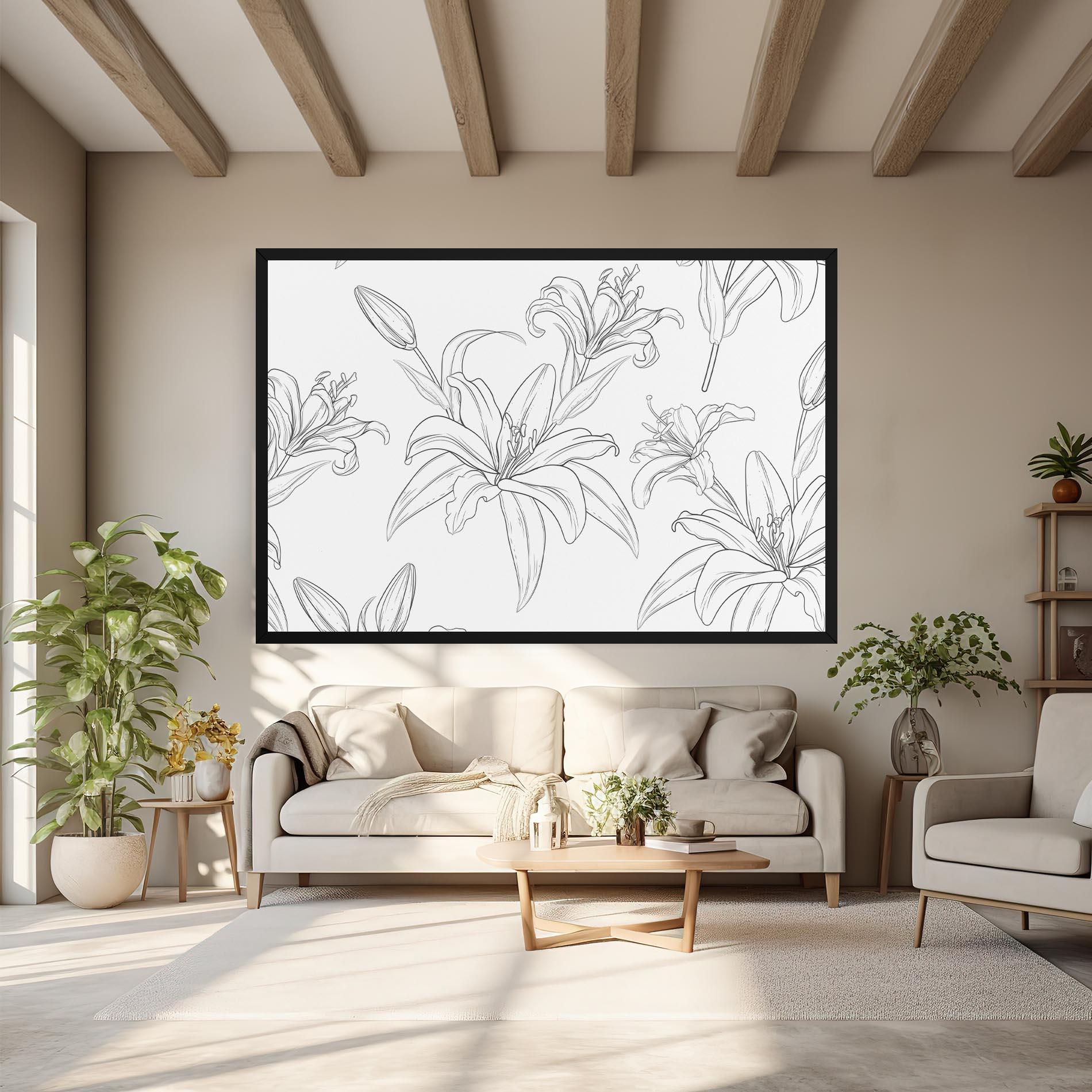 Tablou Canvas Grey Line Flower mockup 6