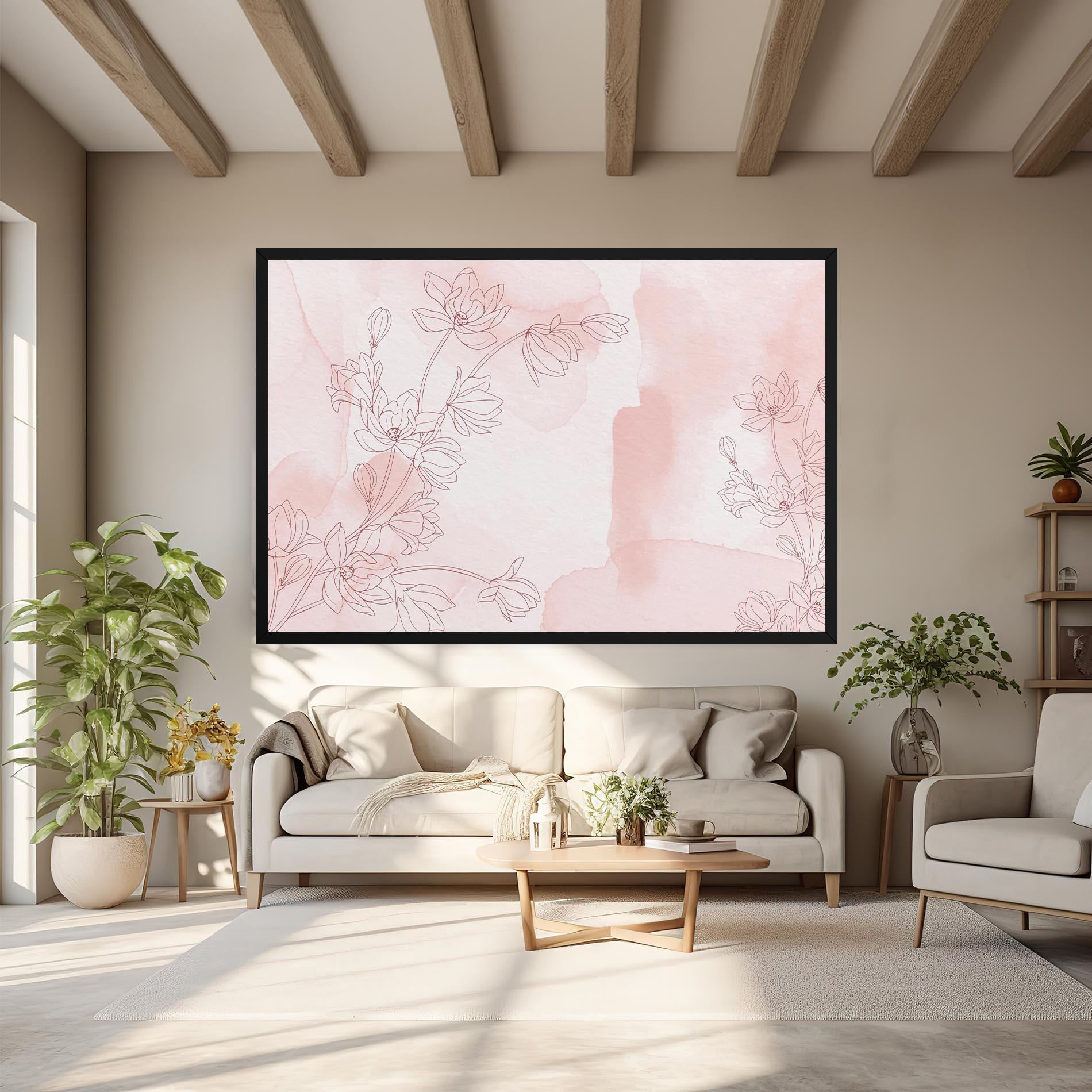 Tablou Canvas Pink Flower Line mockup 6