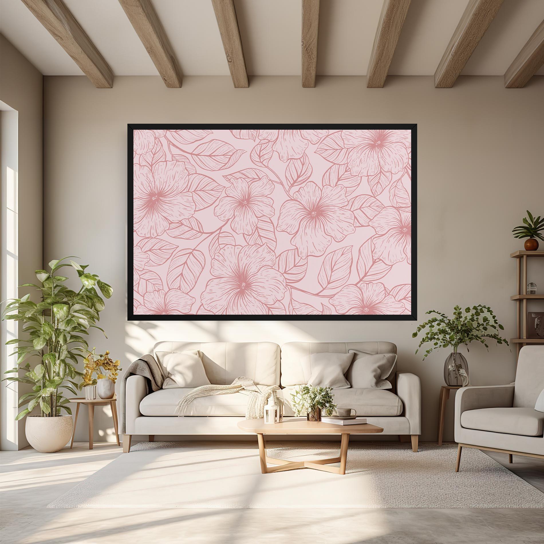 Tablou Canvas Pink Line Flower mockup 6