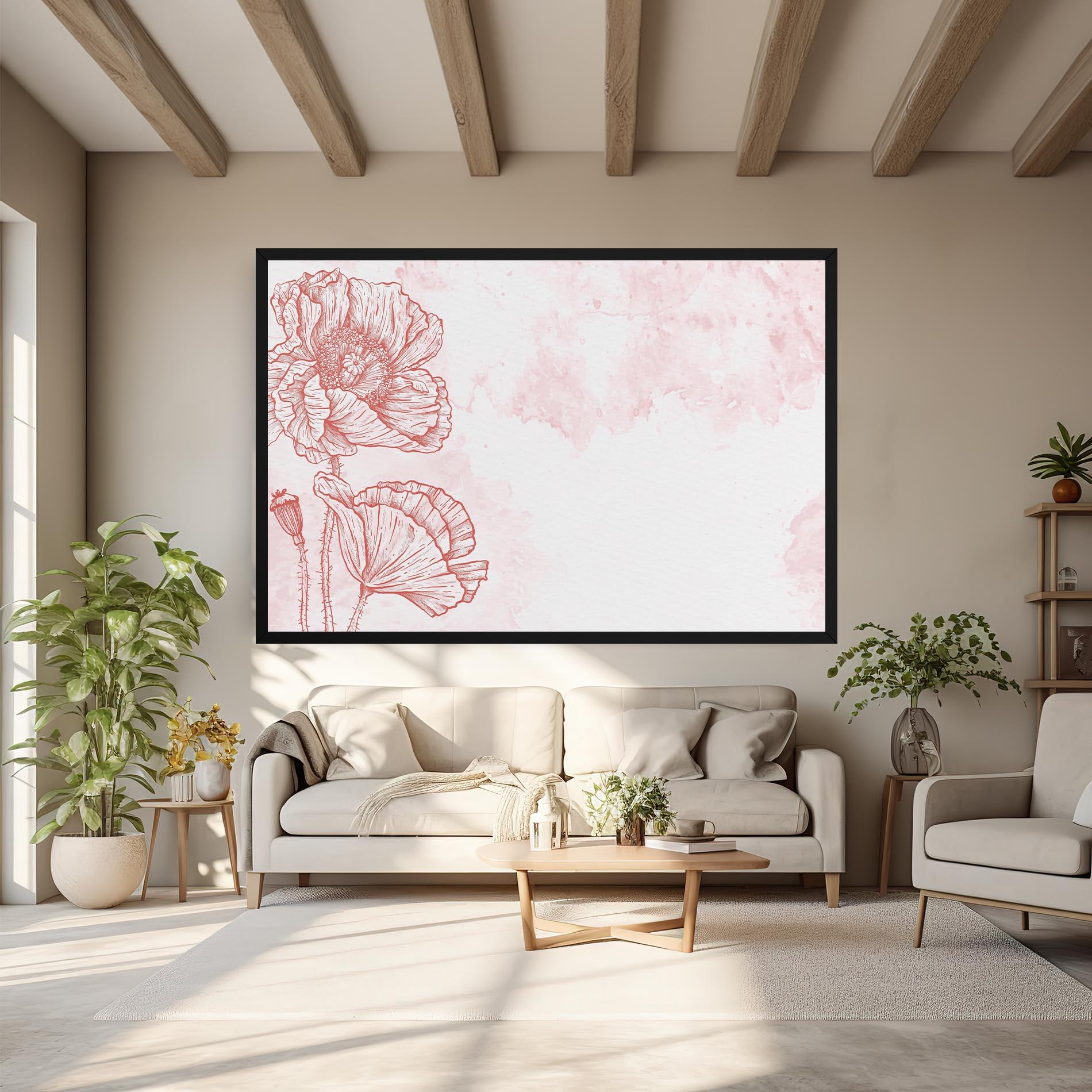 Tablou Canvas Red Poppy Line mockup 6