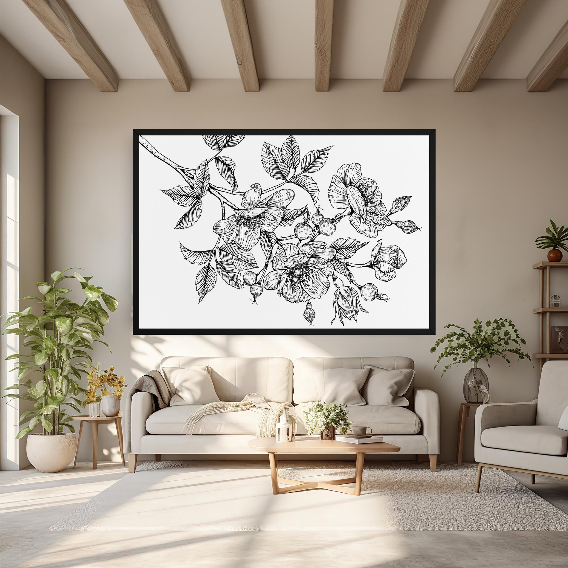 Tablou Canvas Rose Black Line mockup 6