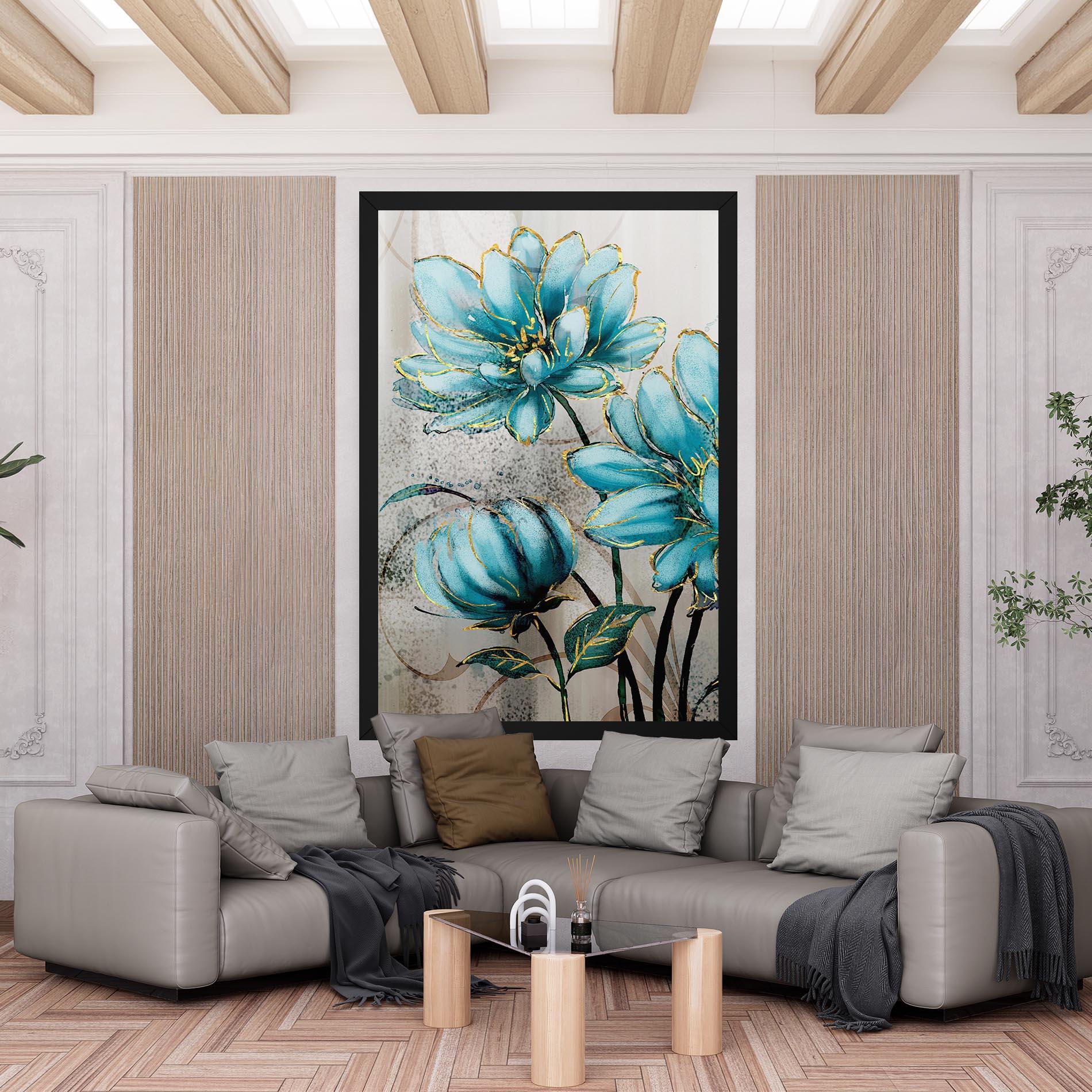 Tablou Canvas Bujori Albastri mockup 6