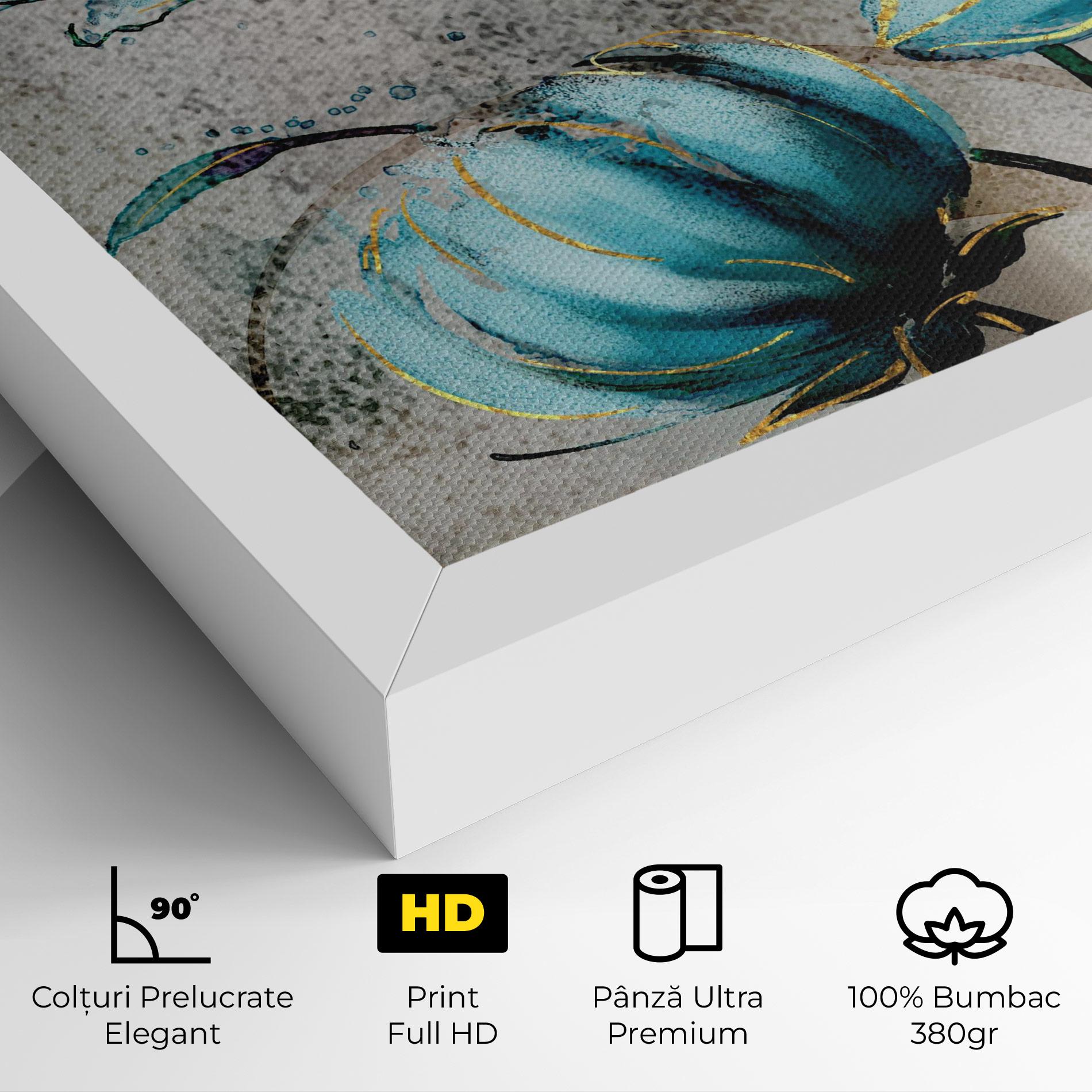 Tablou Canvas Bujori Albastri mockup 4
