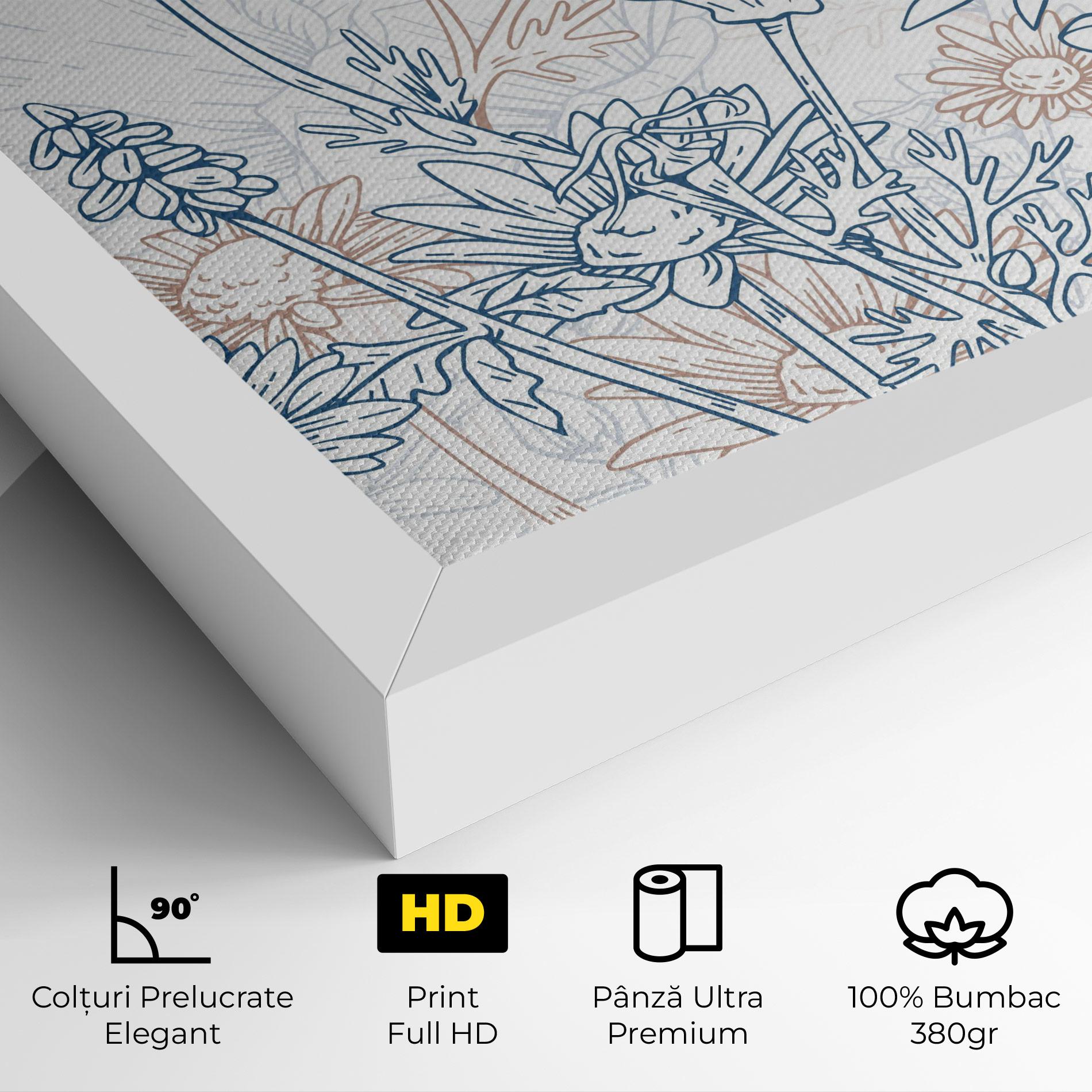 Tablou Canvas Cream Blue Line mockup 4