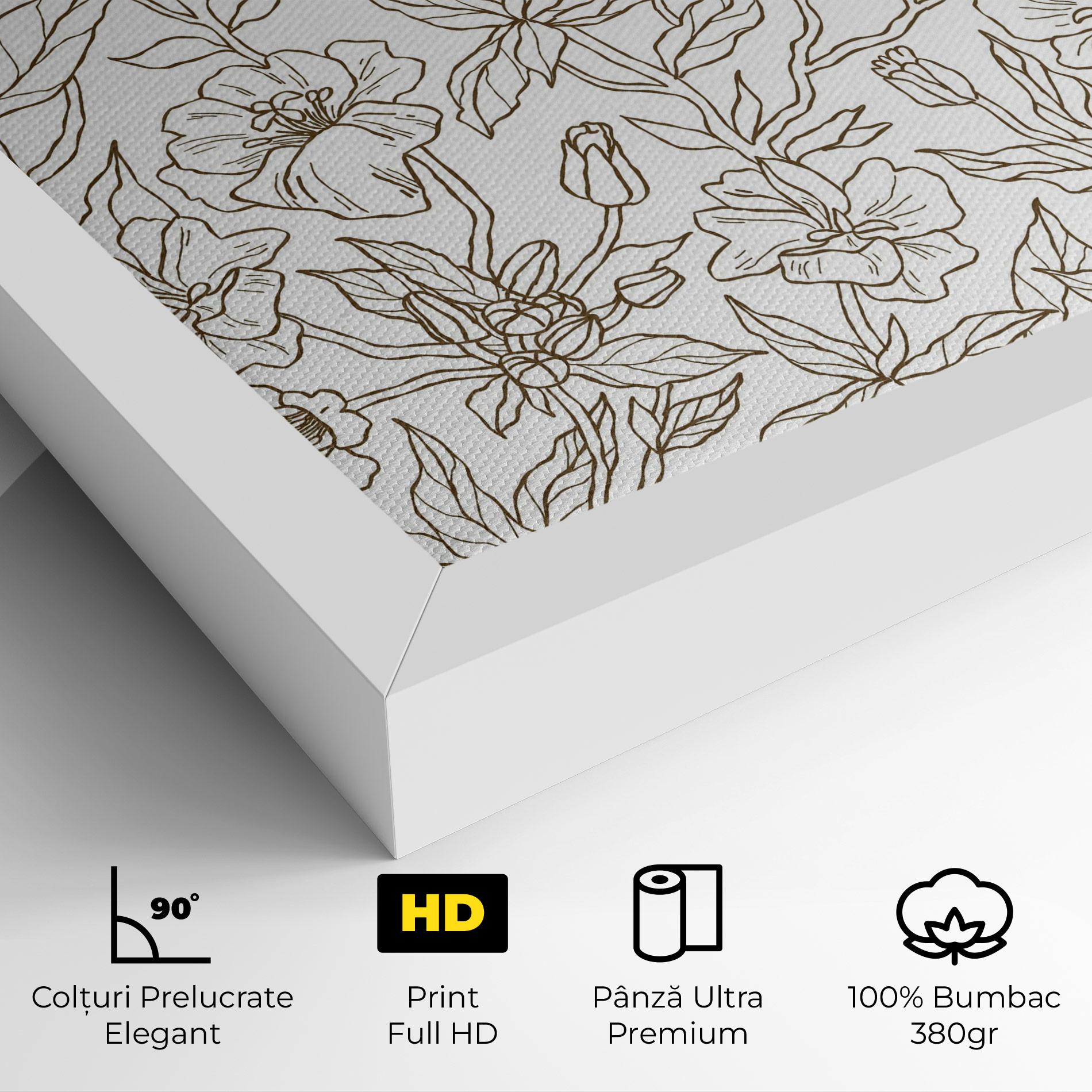 Tablou Canvas Cream Line Flowers mockup 4