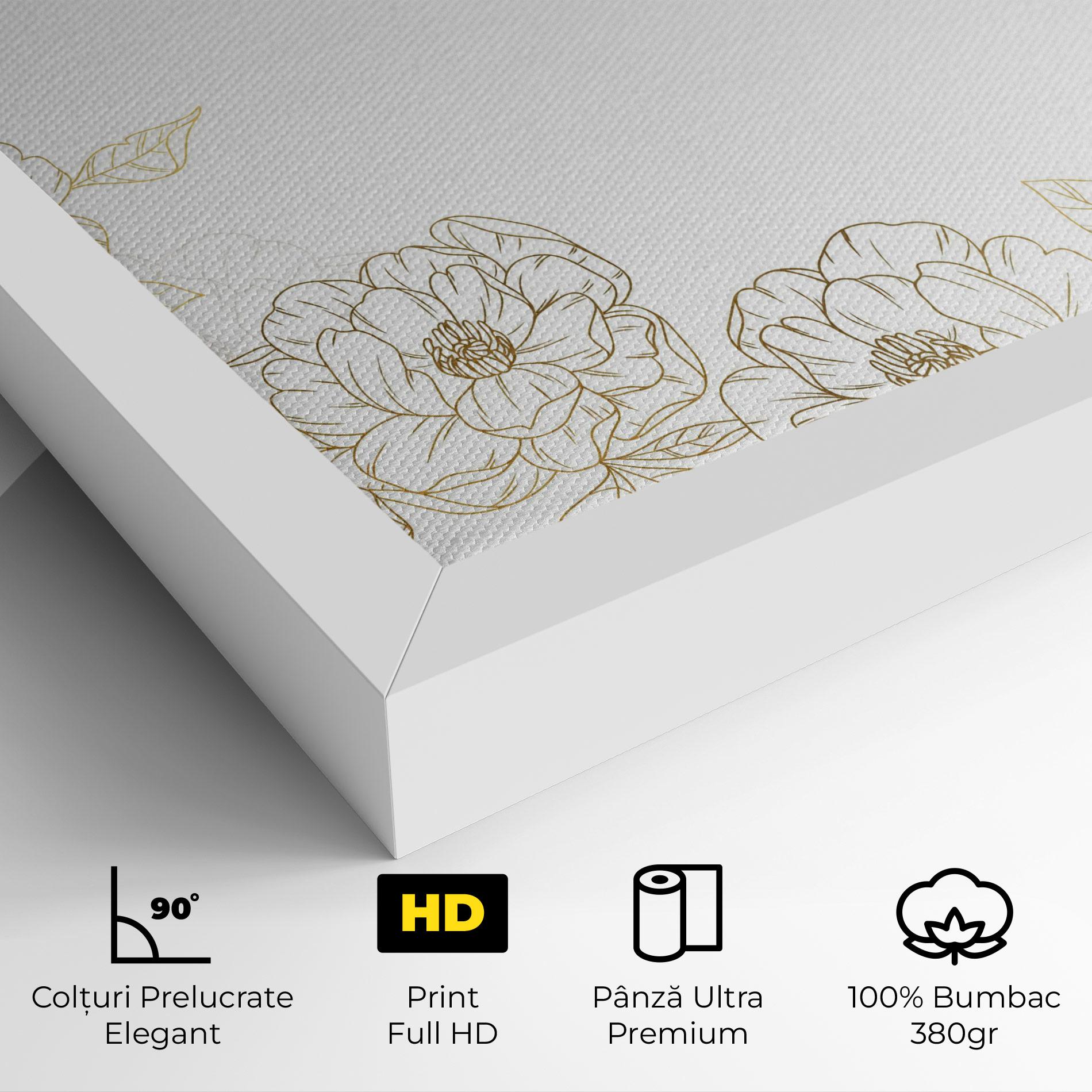 Tablou Canvas Flower Gold Line mockup 4