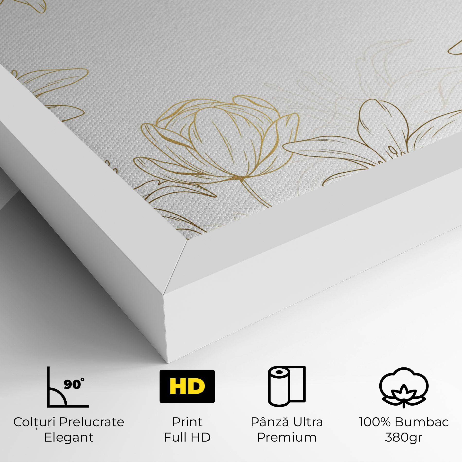 Tablou Canvas Gold Line Flower mockup 4