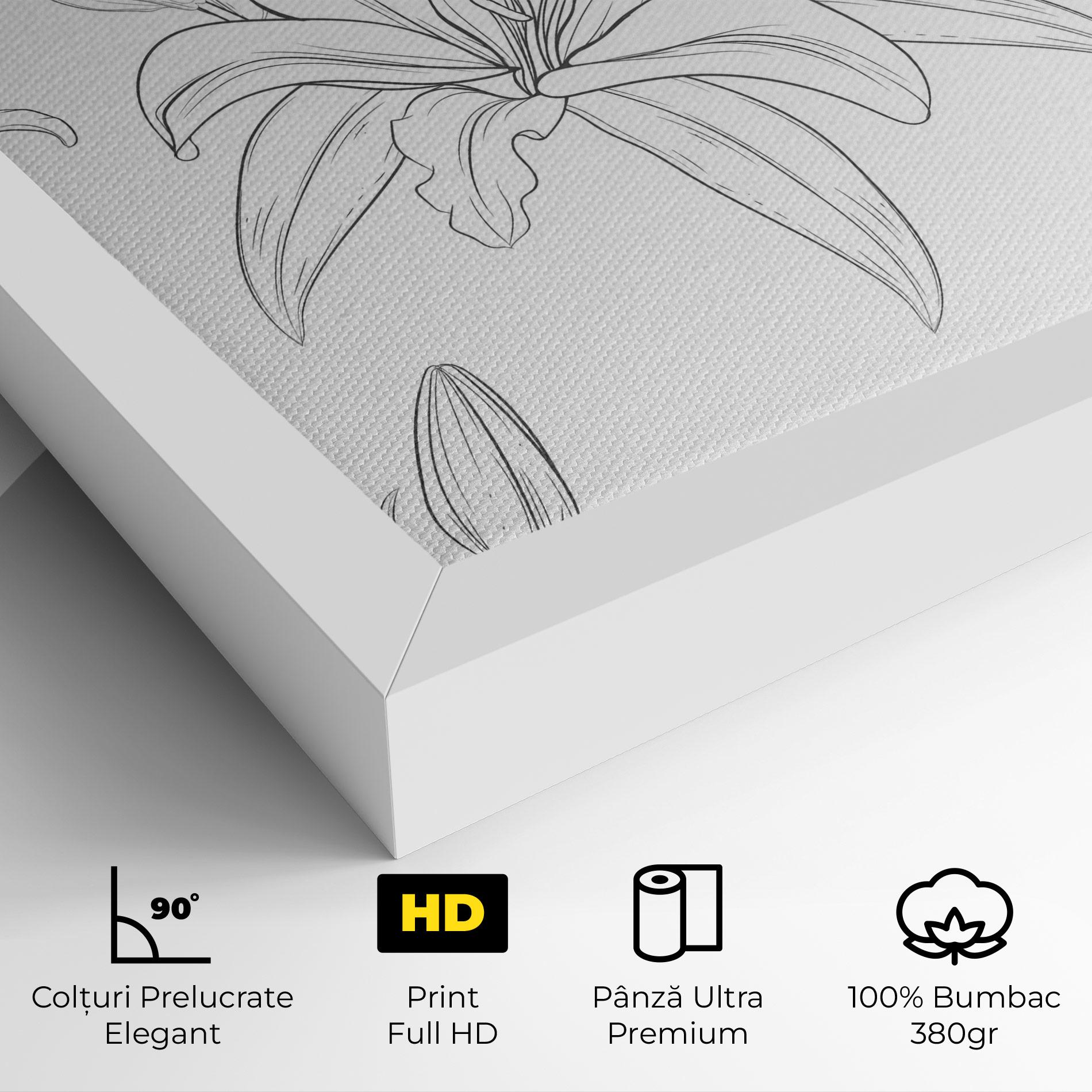 Tablou Canvas Grey Line Flower mockup 4
