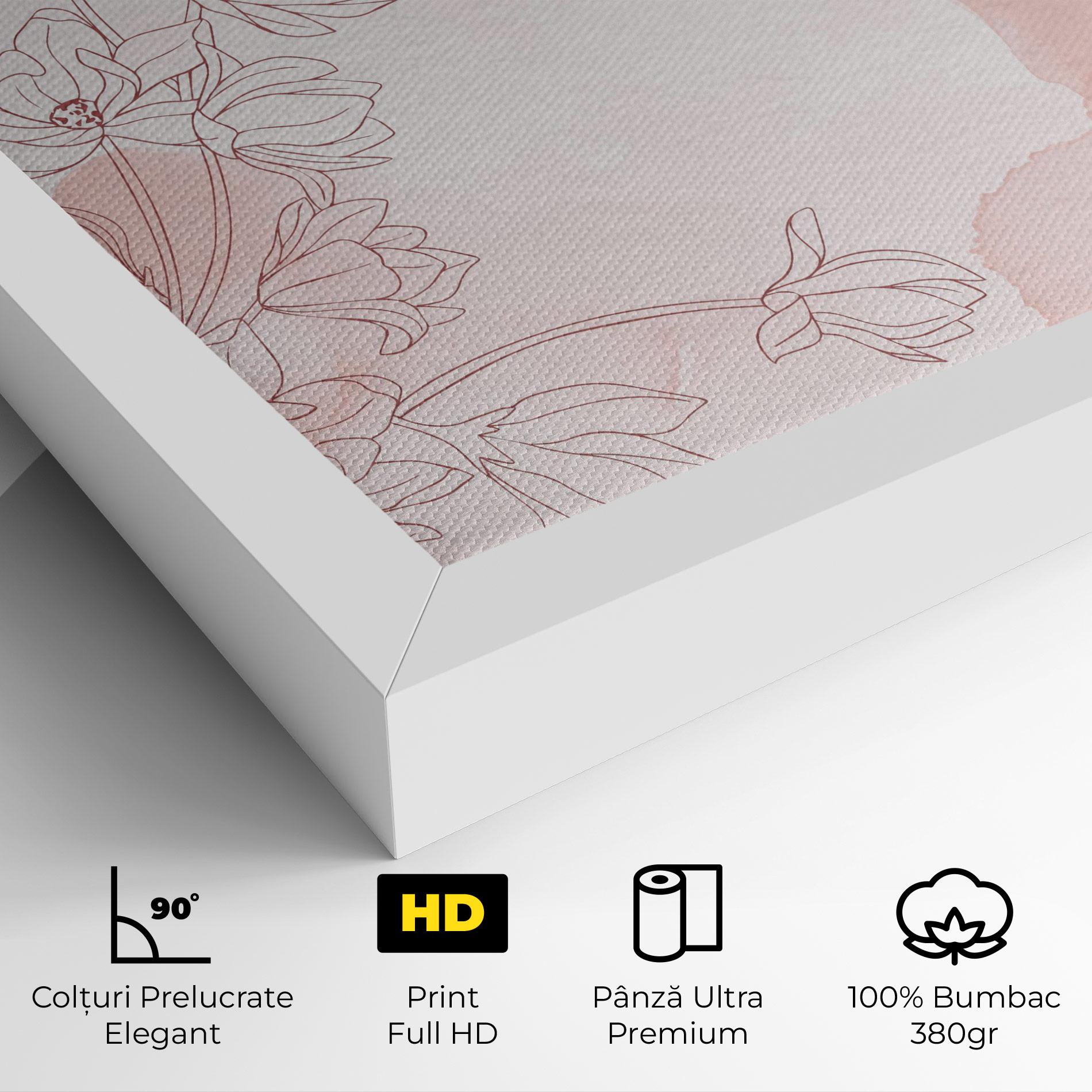 Tablou Canvas Pink Flower Line mockup 4