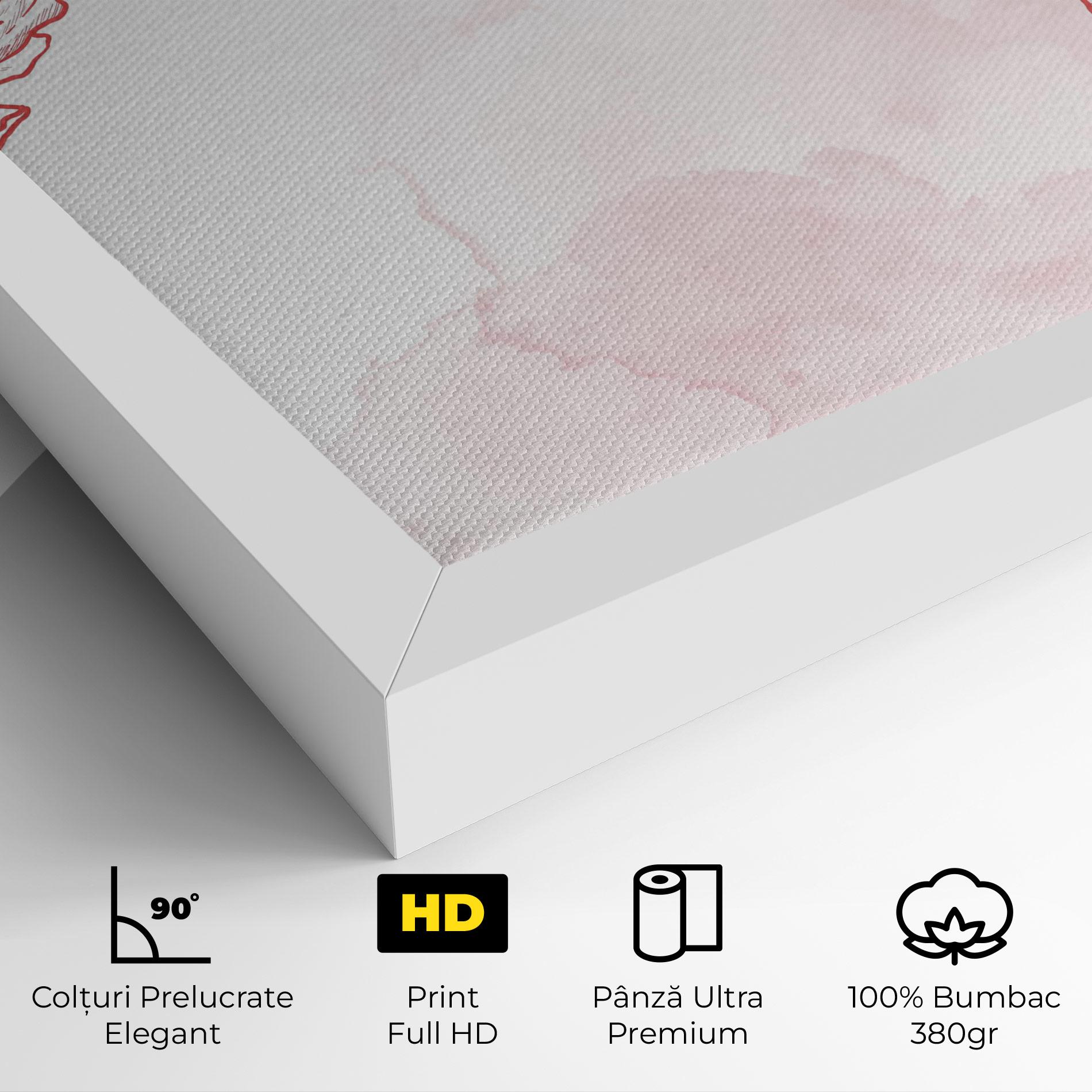 Tablou Canvas Red Flower Line mockup 4