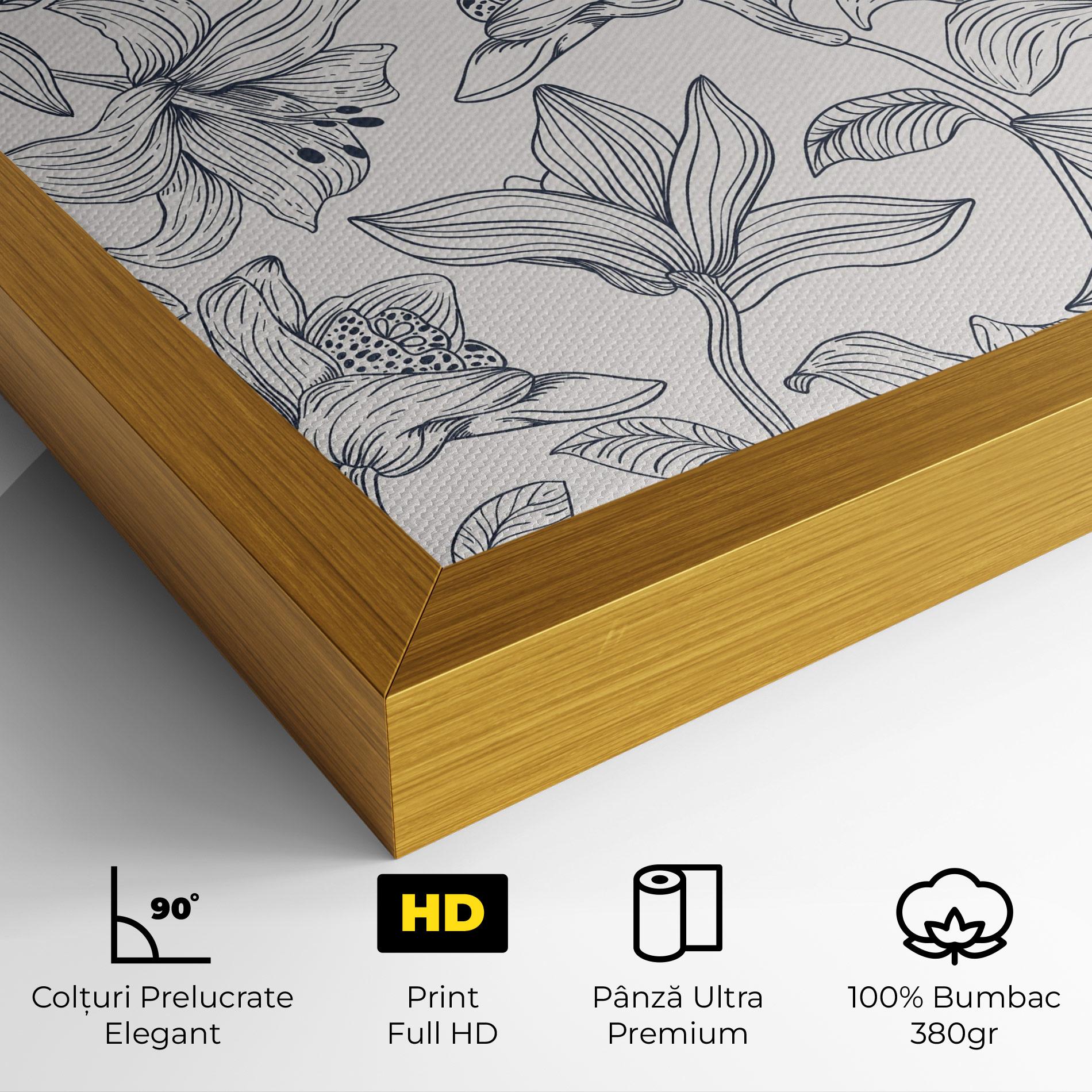 Tablou Canvas Blue Patern Flower mockup 4
