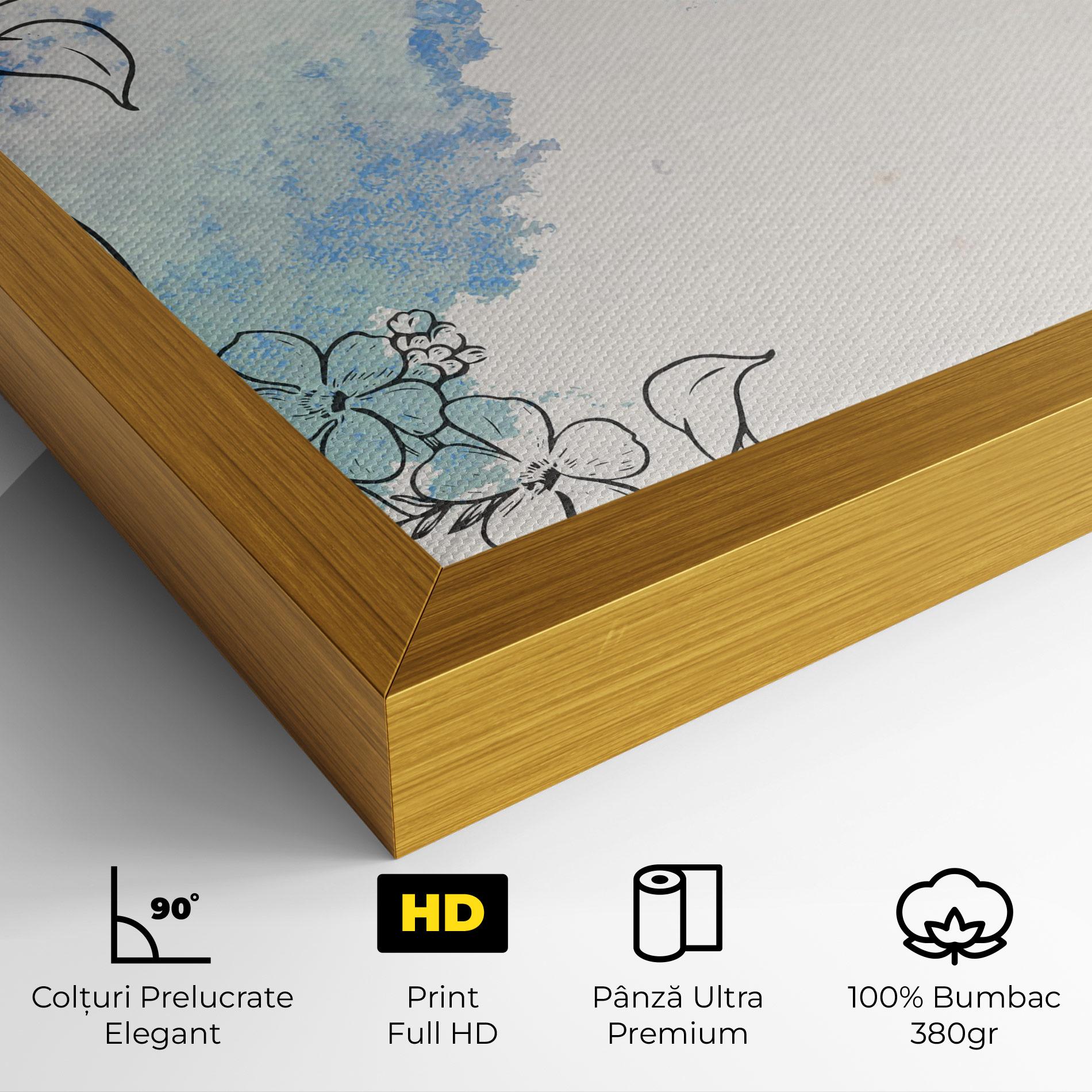 Tablou Canvas Blue Watercolor Flower mockup 4