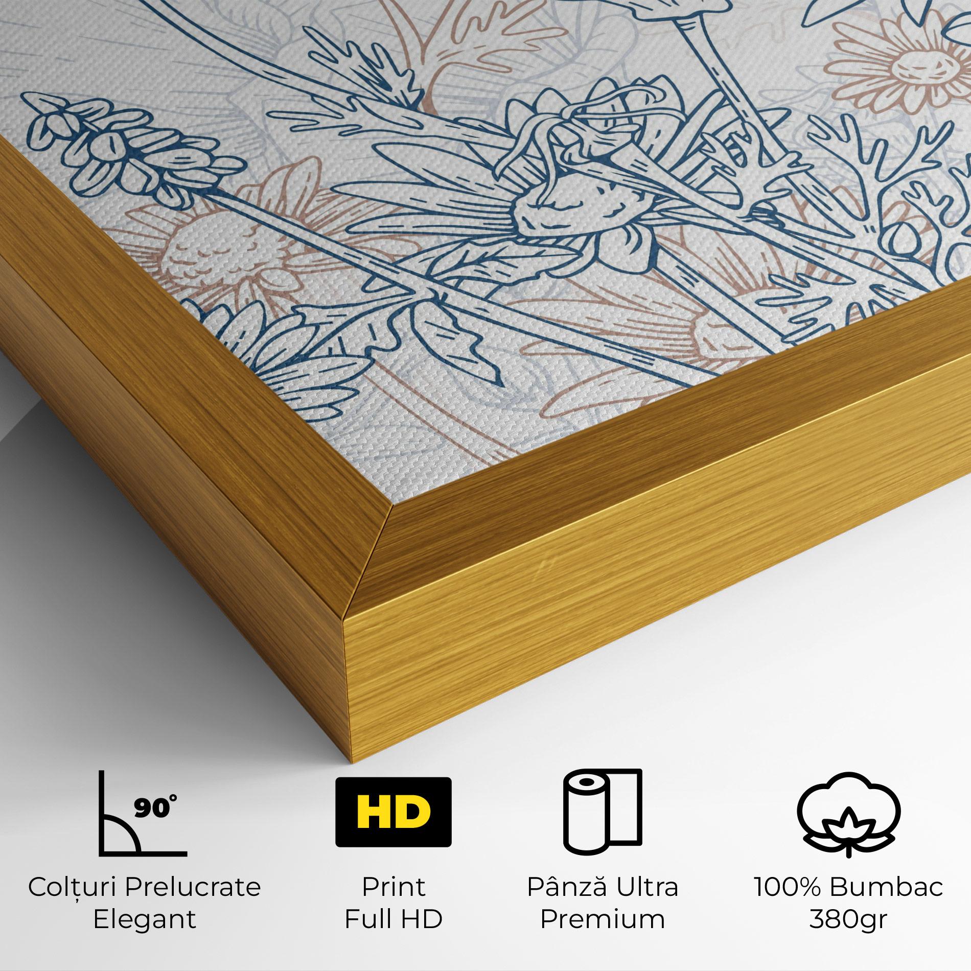 Tablou Canvas Cream Blue Line mockup 4