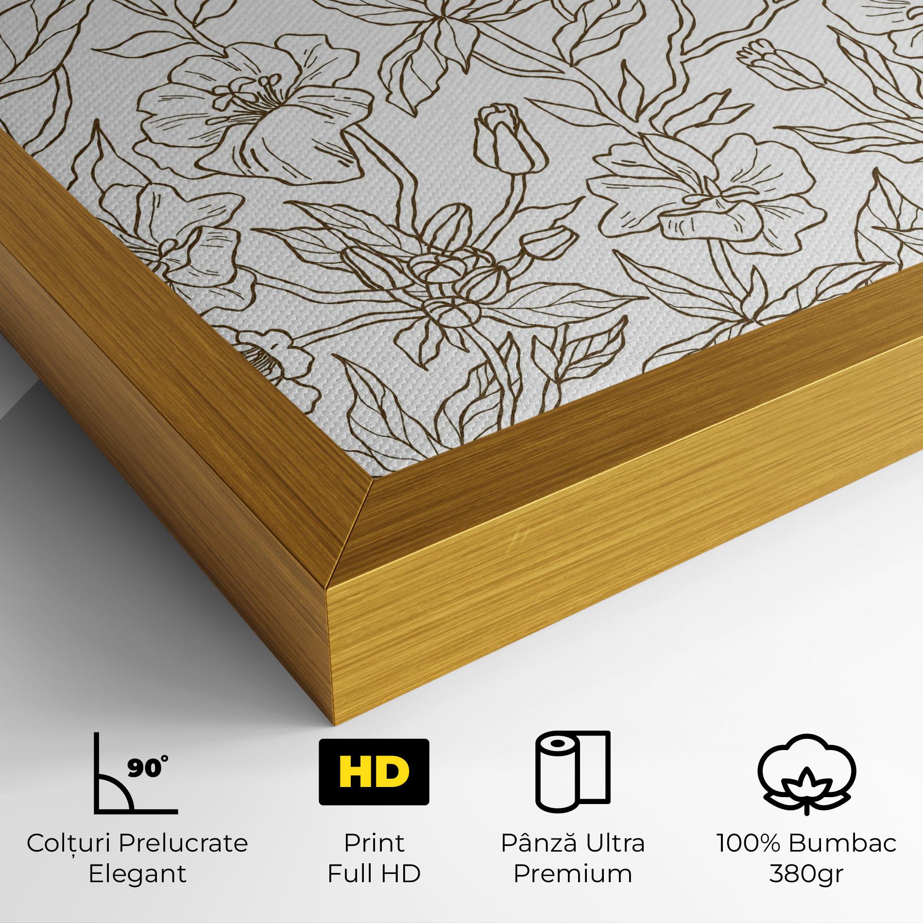 Tablou Canvas Cream Line Flowers mockup 4