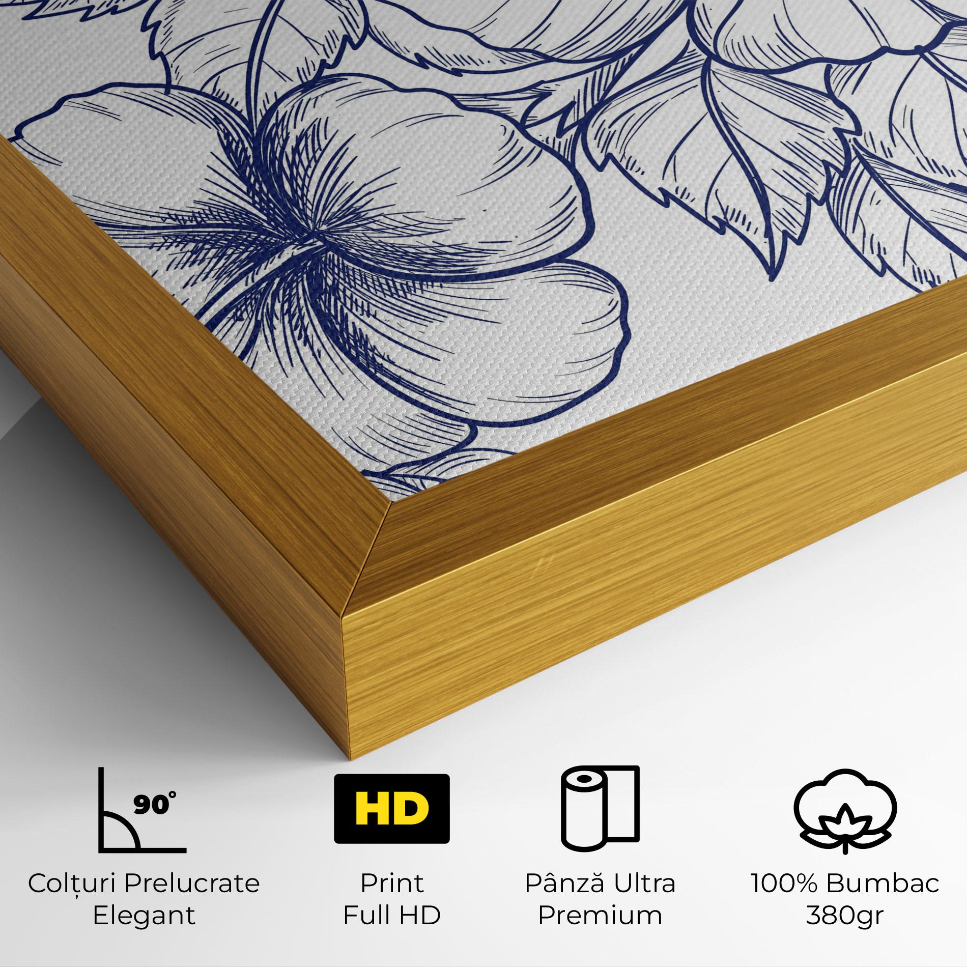 Tablou Canvas Dark Blue Line Flower mockup 4