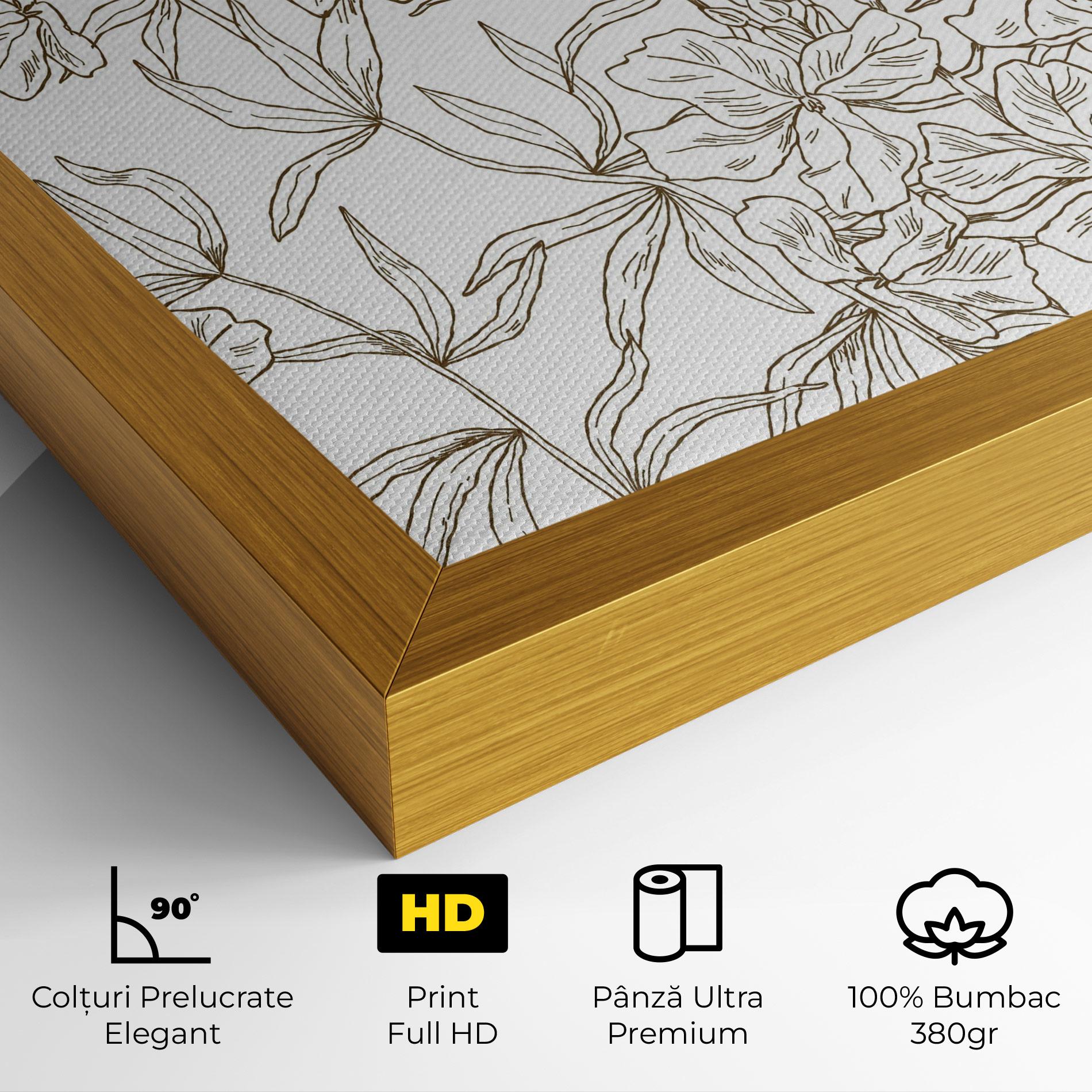 Tablou Canvas Flower Brown Line mockup 4
