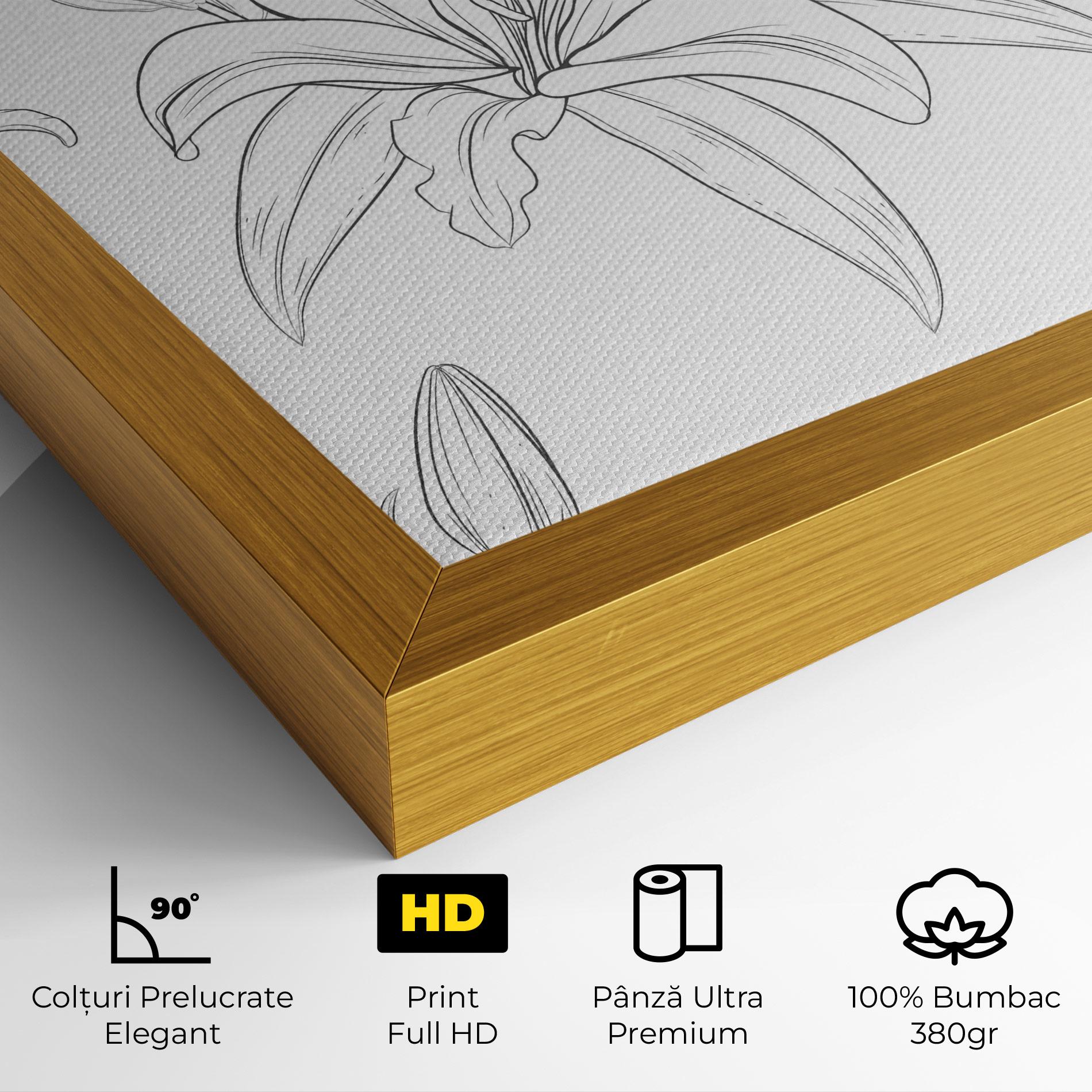Tablou Canvas Grey Line Flower mockup 4