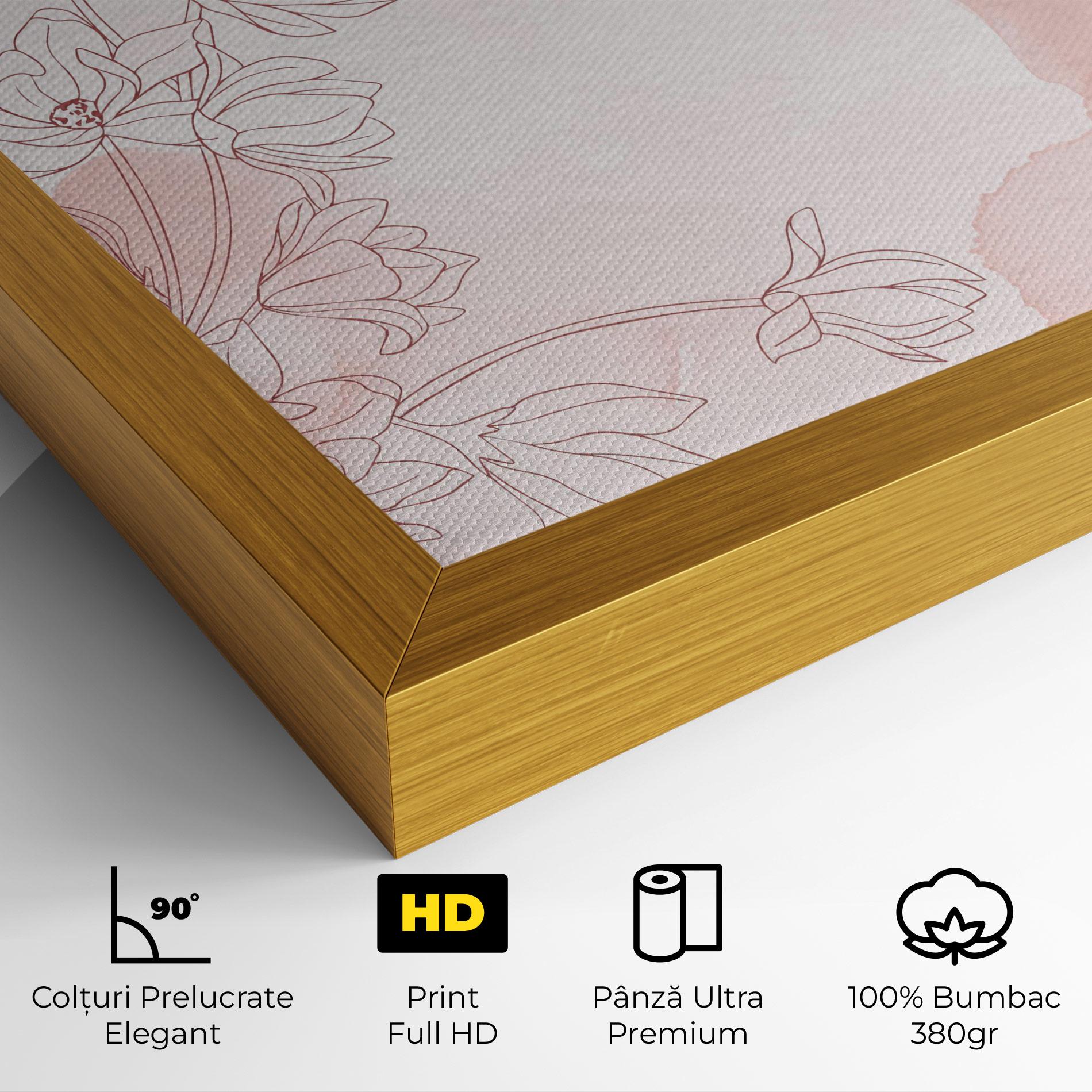 Tablou Canvas Pink Flower Line mockup 4