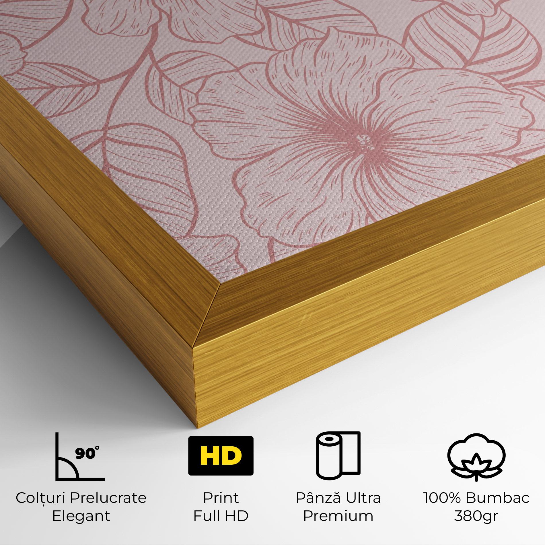 Tablou Canvas Pink Line Flower mockup 4