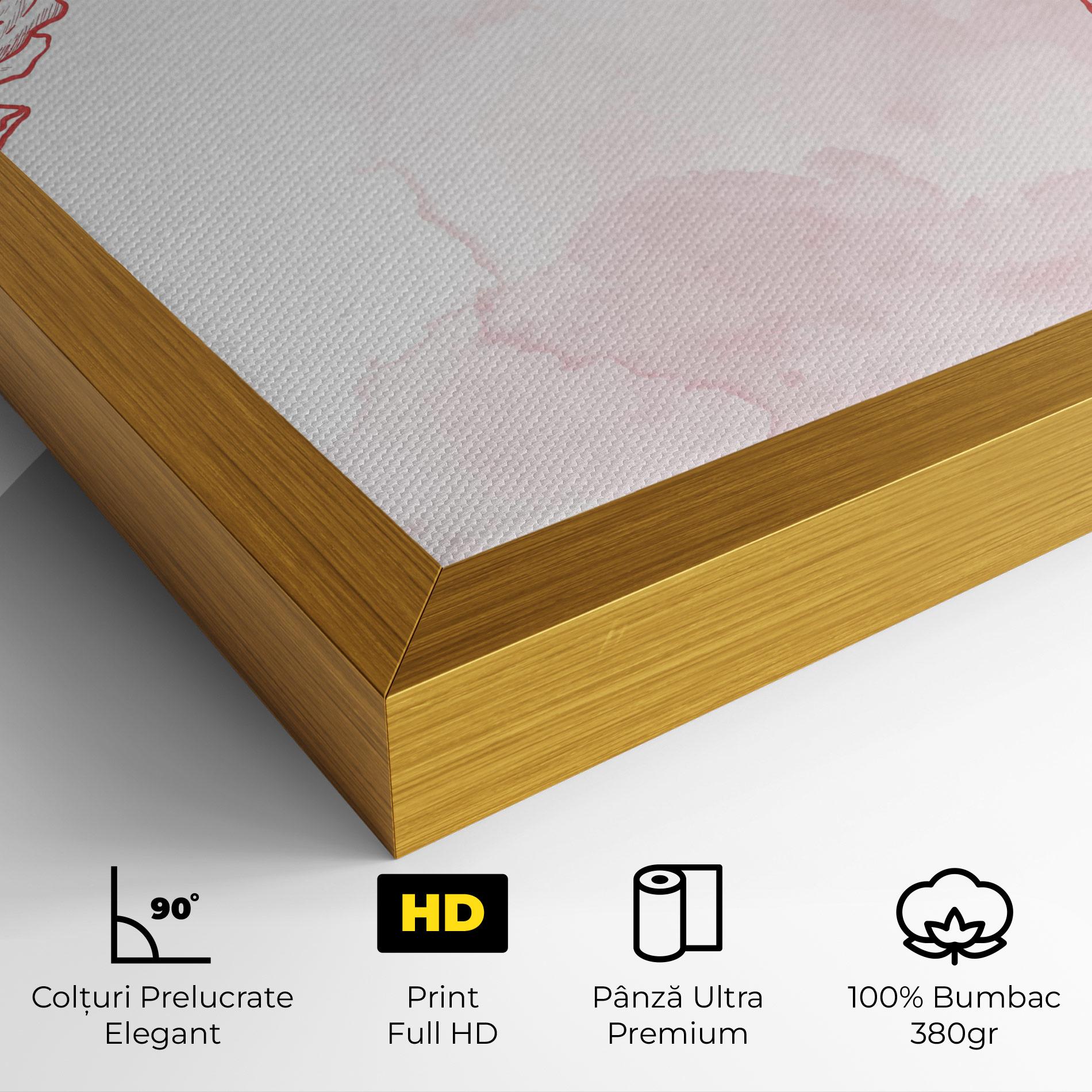 Tablou Canvas Red Flower Line mockup 4
