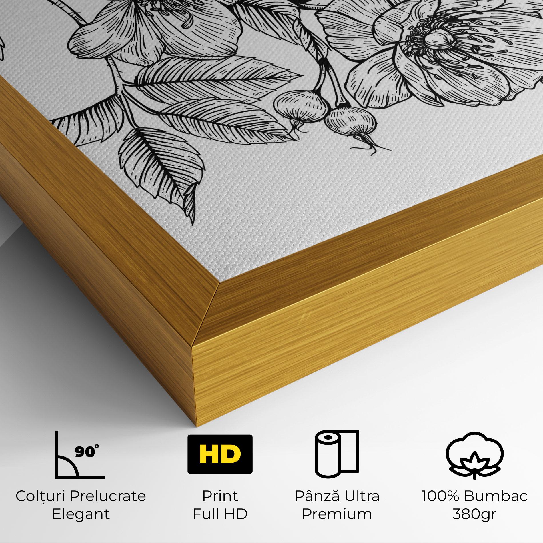 Tablou Canvas Rose Black Line mockup 4