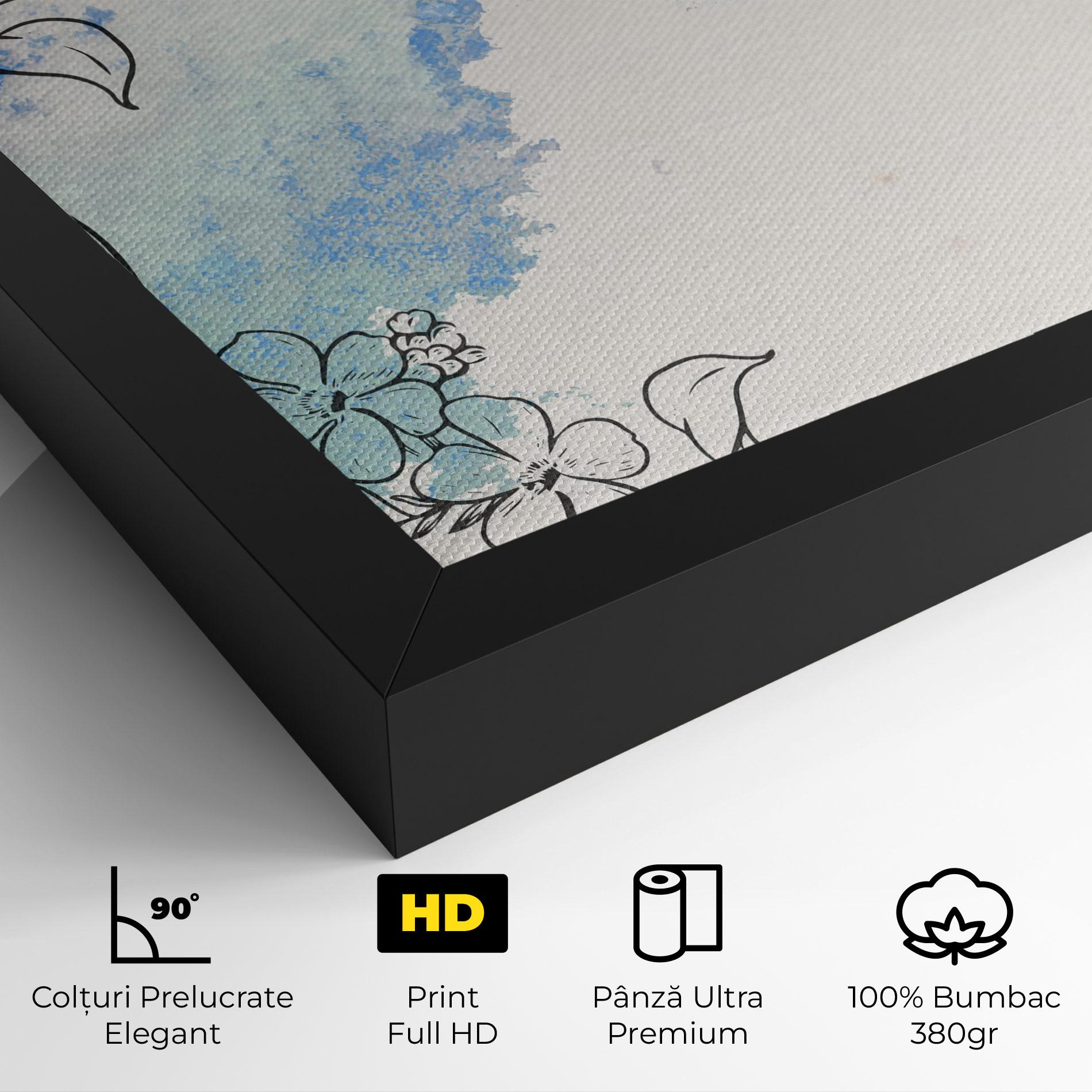 Tablou Canvas Blue Watercolor Flower mockup 4