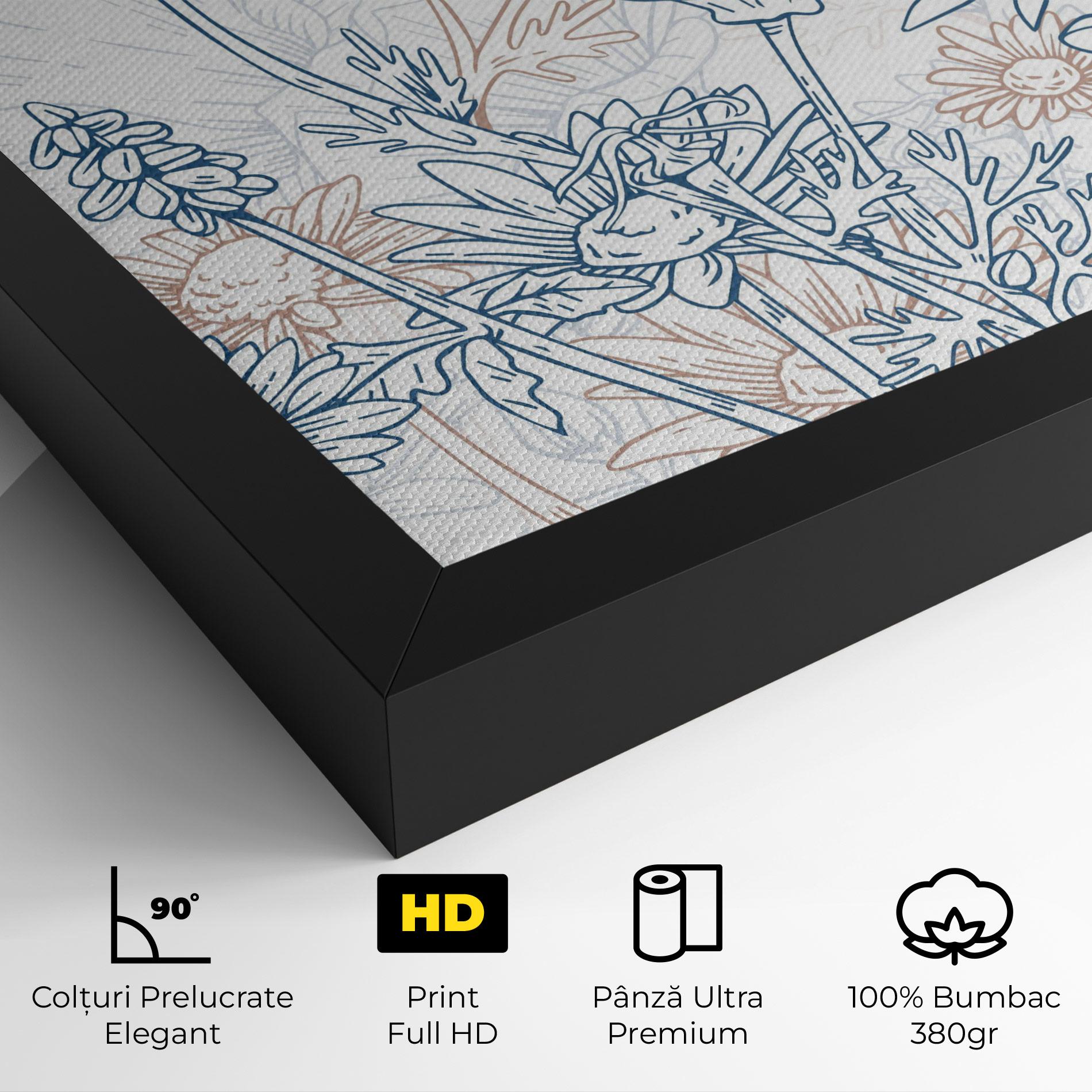 Tablou Canvas Cream Blue Line mockup 4
