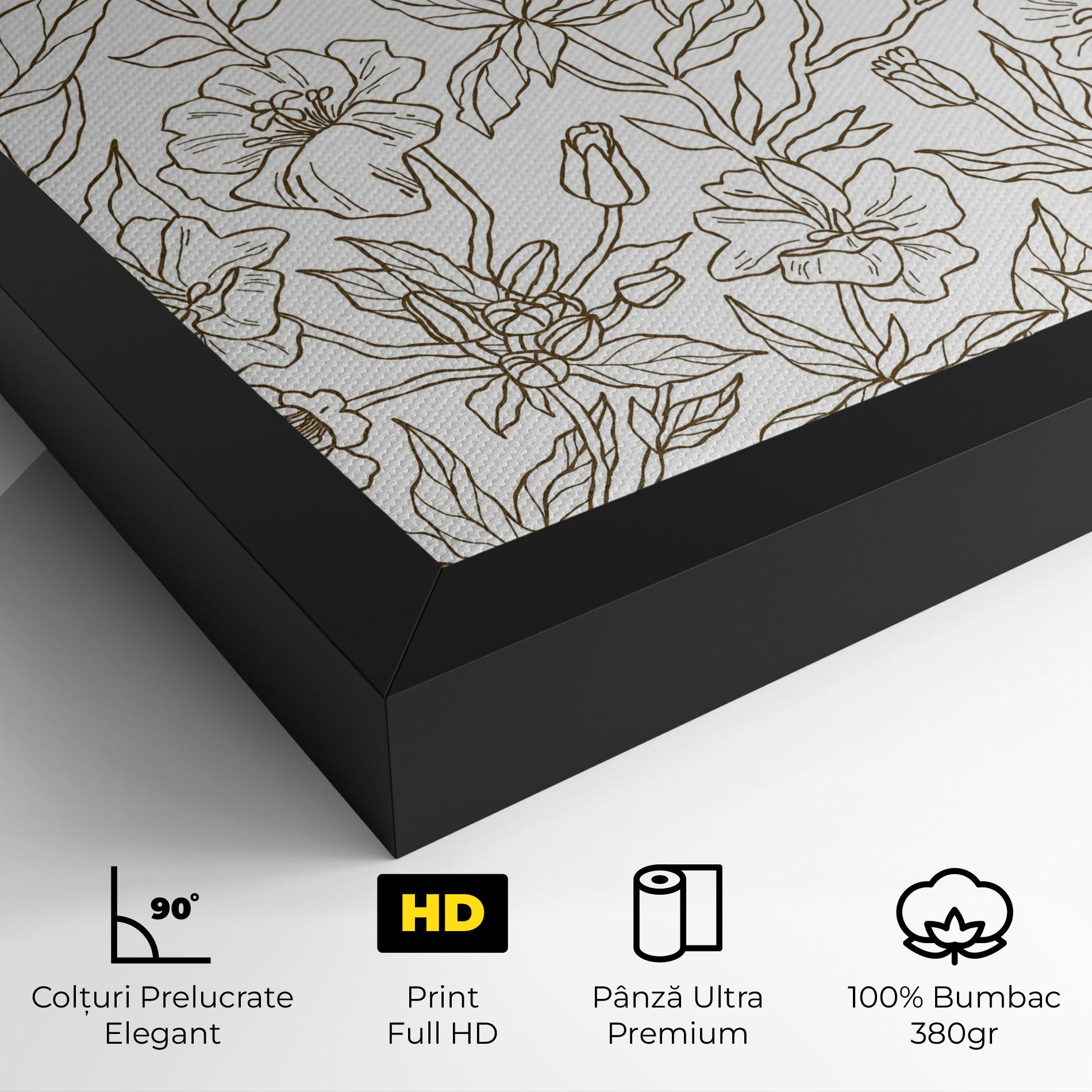 Tablou Canvas Cream Line Flowers mockup 4