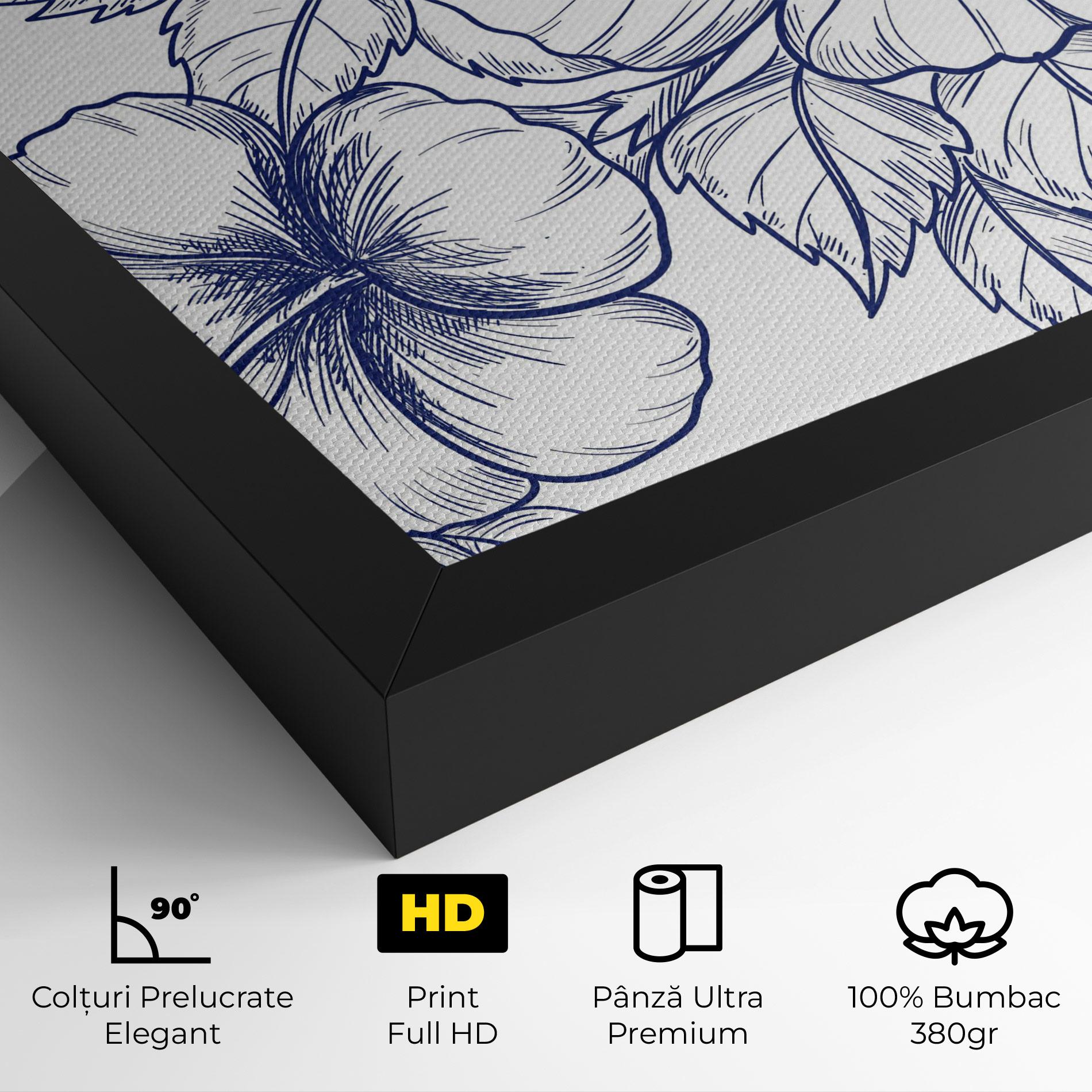 Tablou Canvas Dark Blue Line Flower mockup 4