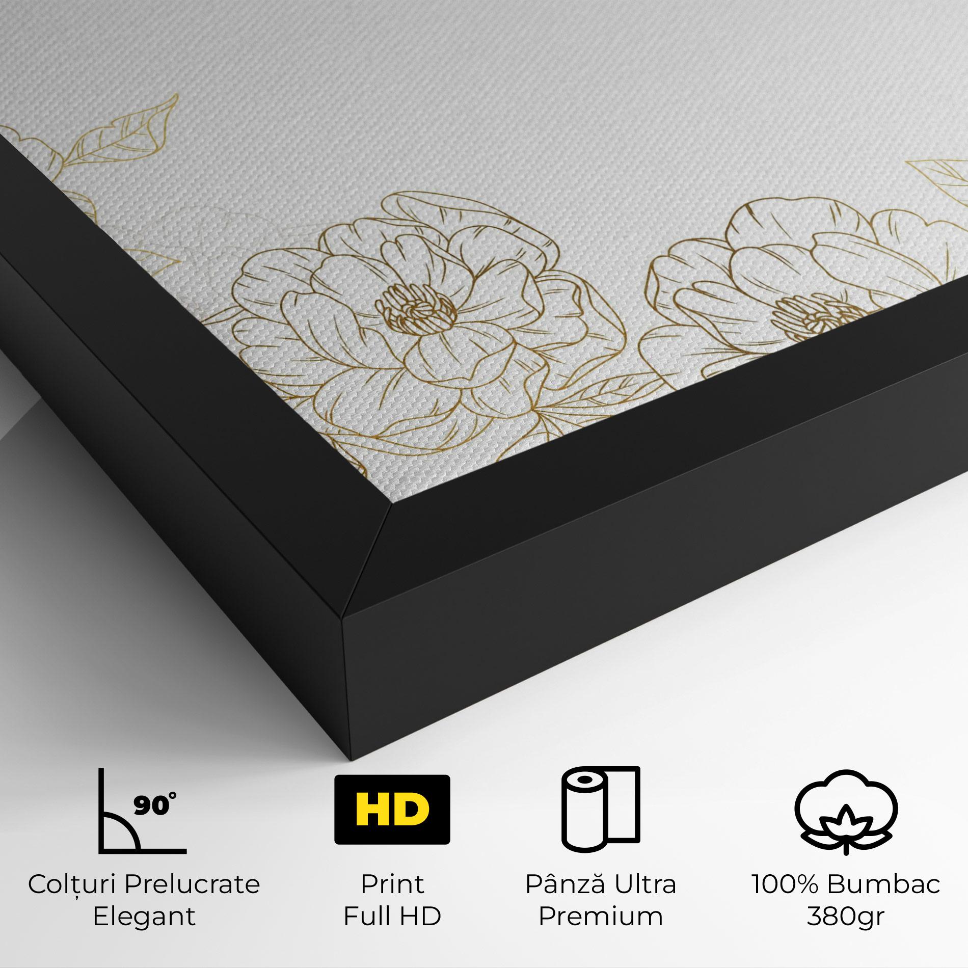 Tablou Canvas Flower Gold Line mockup 4