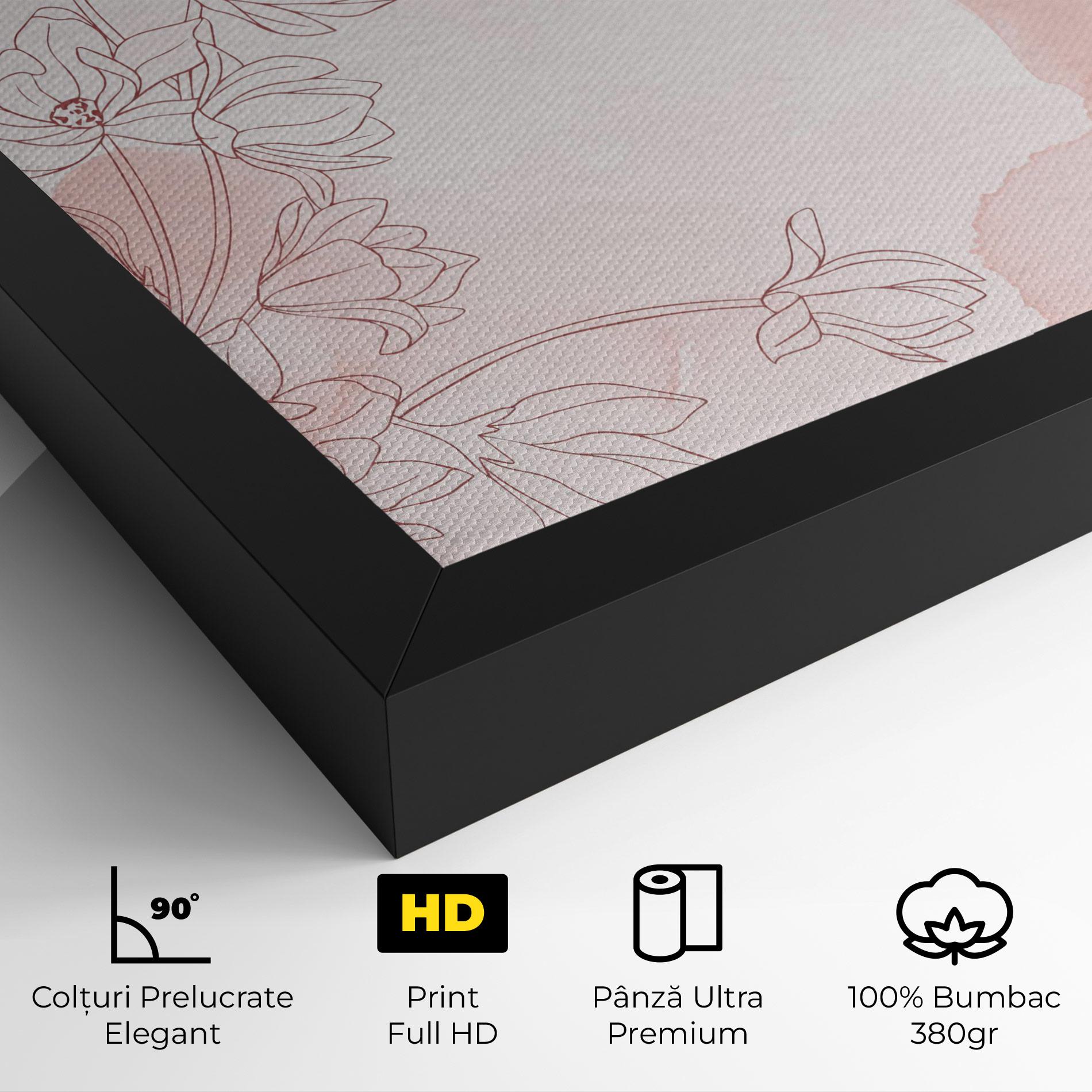 Tablou Canvas Pink Flower Line mockup 4