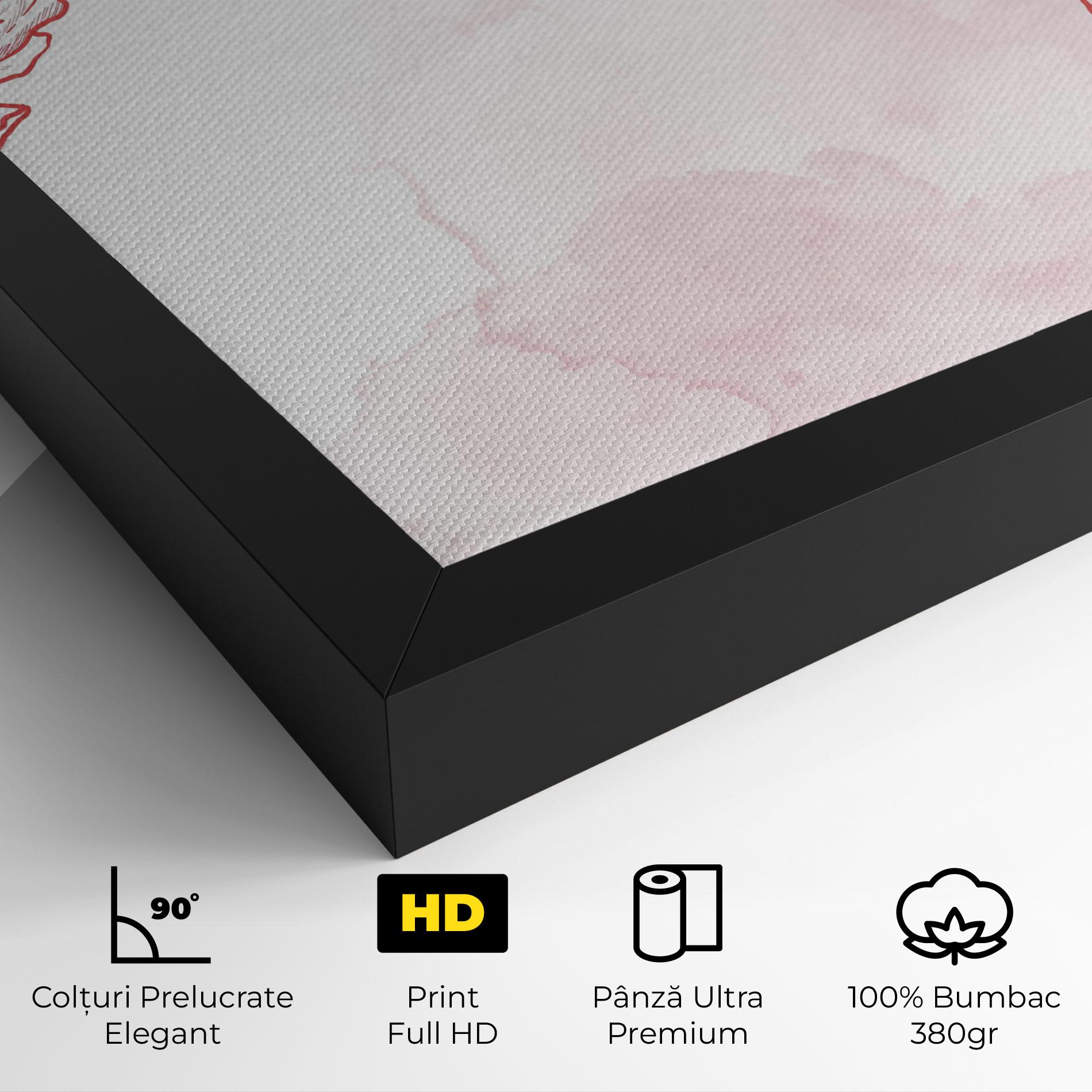 Tablou Canvas Red Flower Line mockup 4