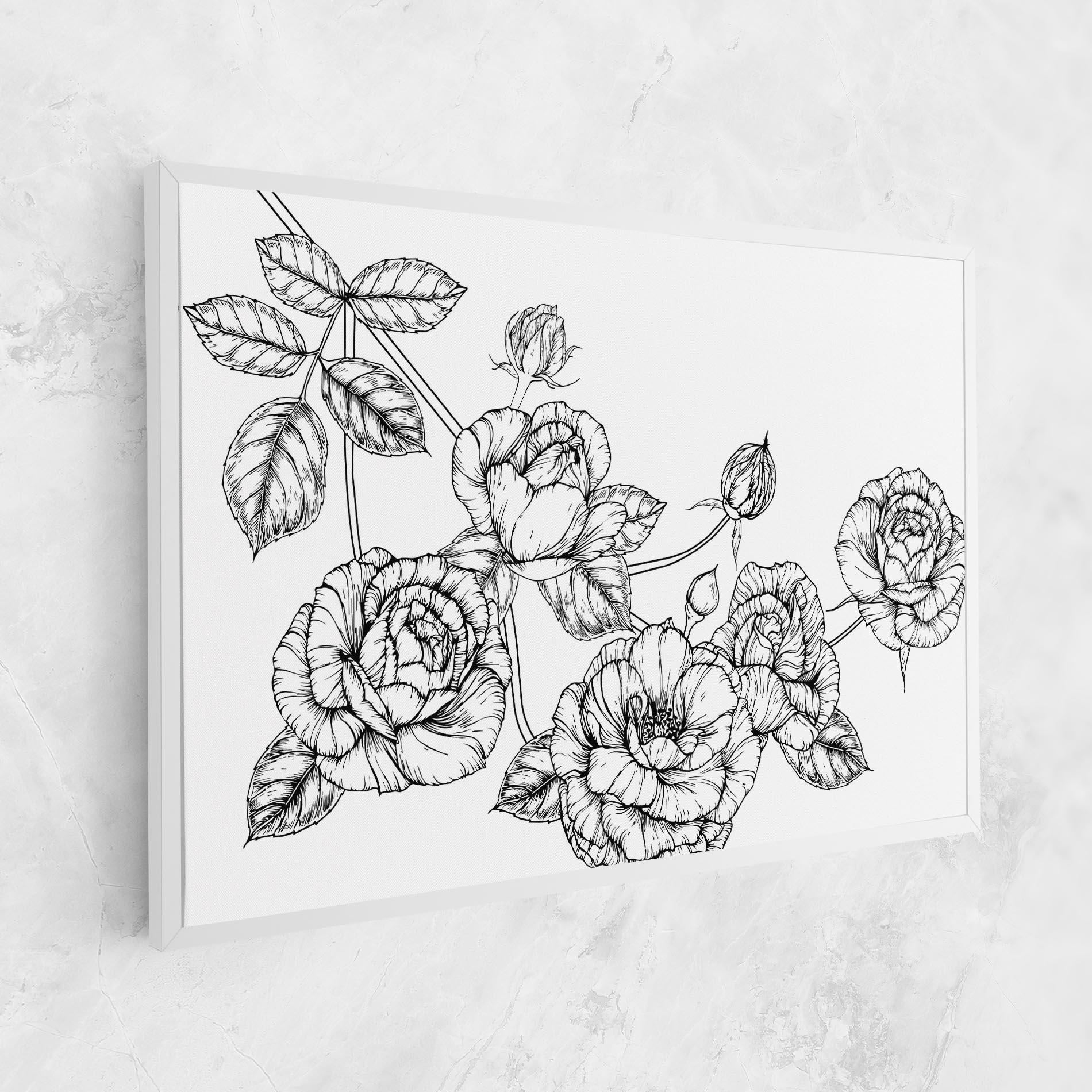 Tablou Canvas Big Roses Line mockup 1