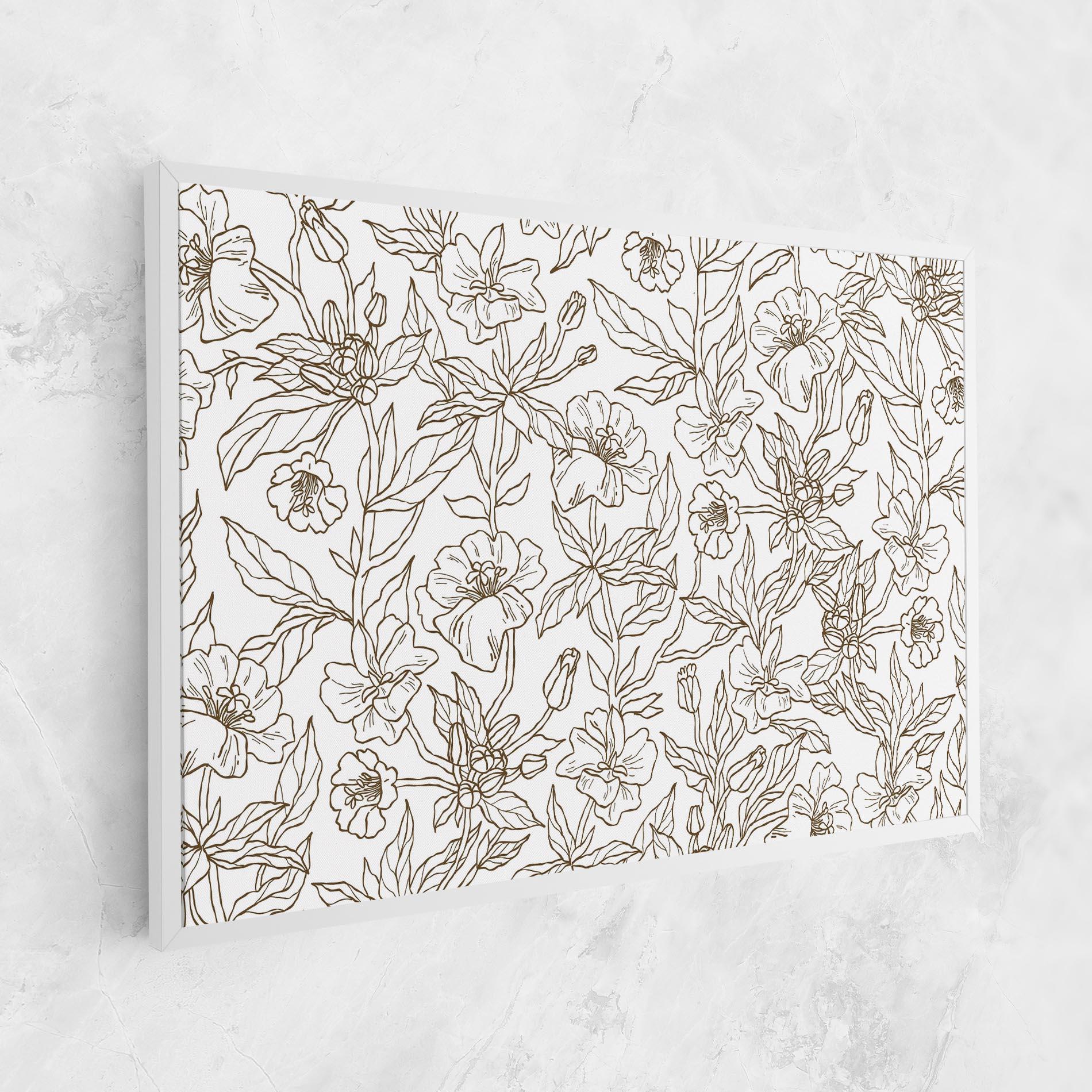 Tablou Canvas Cream Line Flowers mockup 1
