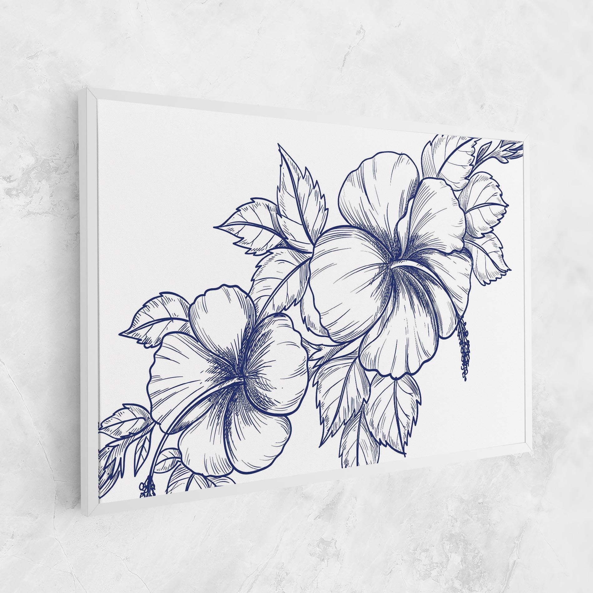 Tablou Canvas Dark Blue Line Flower mockup 1