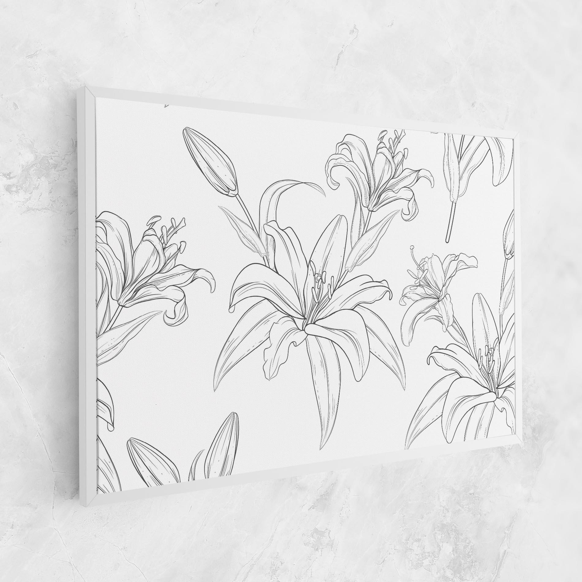 Tablou Canvas Grey Line Flower mockup 1
