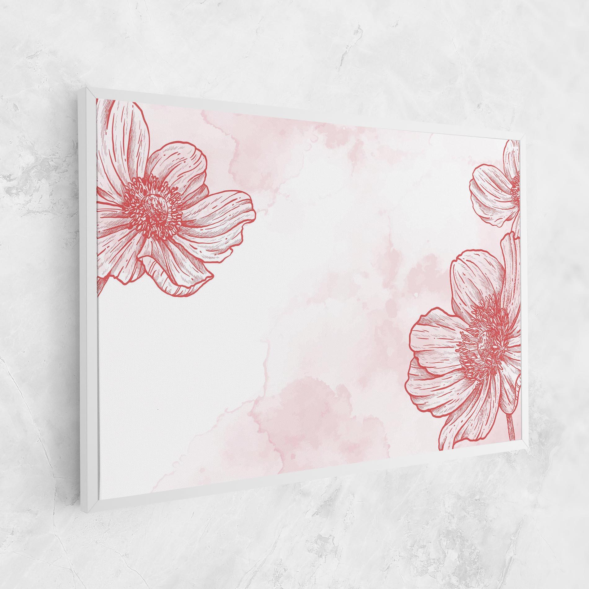 Tablou Canvas Red Flower Line mockup 1