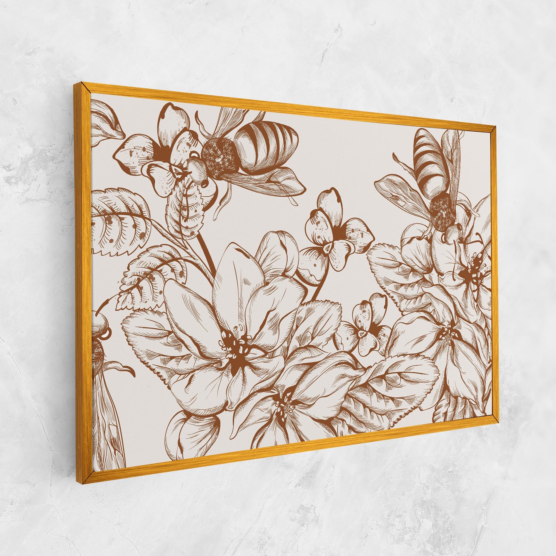 Tablou Canvas Bee Flower Line mockup 1